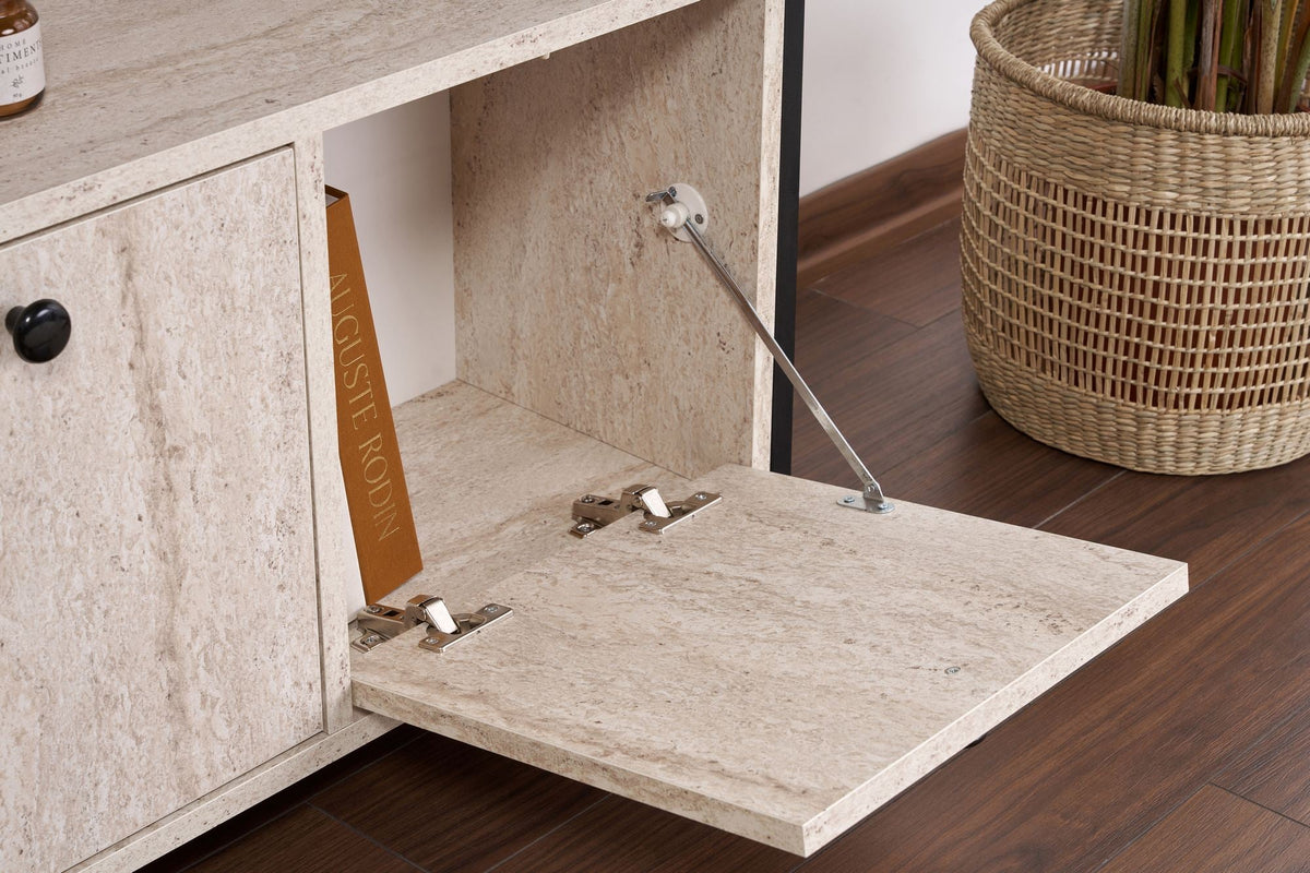 Consolă, Solace - Travertine, Black, Travertin / Negru