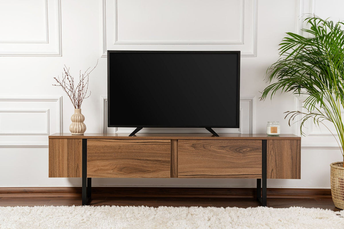 Comodă TV, Serenity - Venezia Walnut, Black, Nuc Veneția / Negru