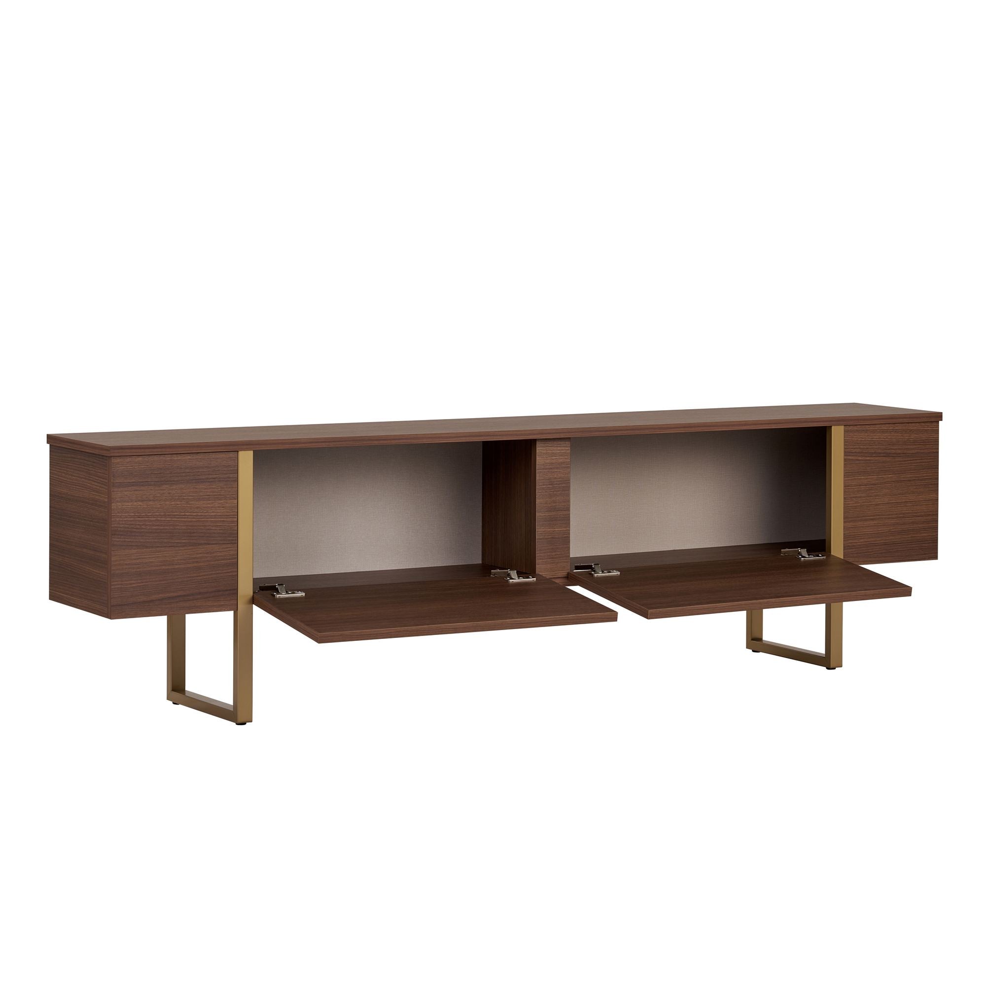 Comodă TV, Onera - Milano Walnut, Gold, Nuc Milano / Auriu