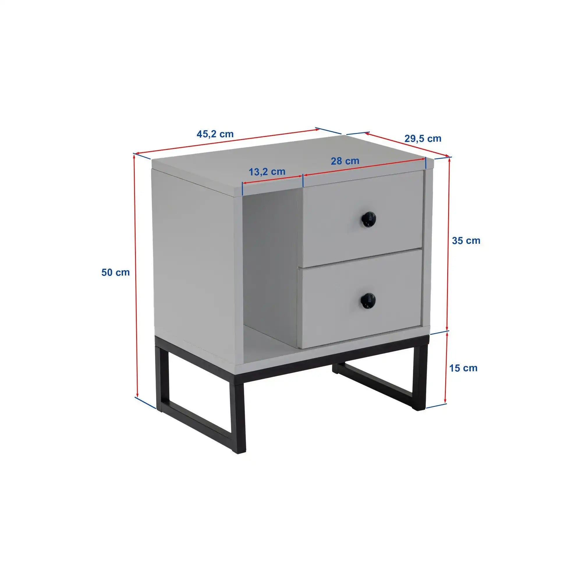 Noptiera GLIMMER, bej cu efect de piatra travertin/auriu, PAL/metal, 46x30x50 cm
