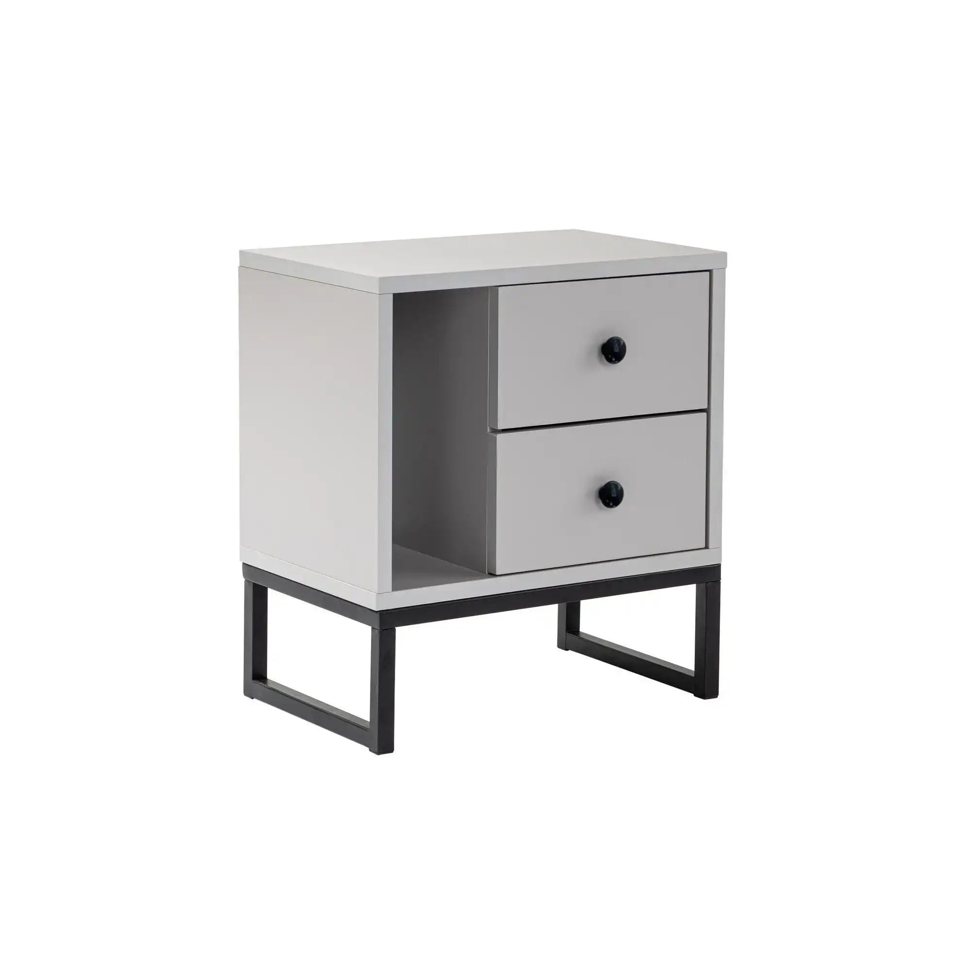 Noptiera GLIMMER, gri/negru, PAL/metal, 46x30x50 cm