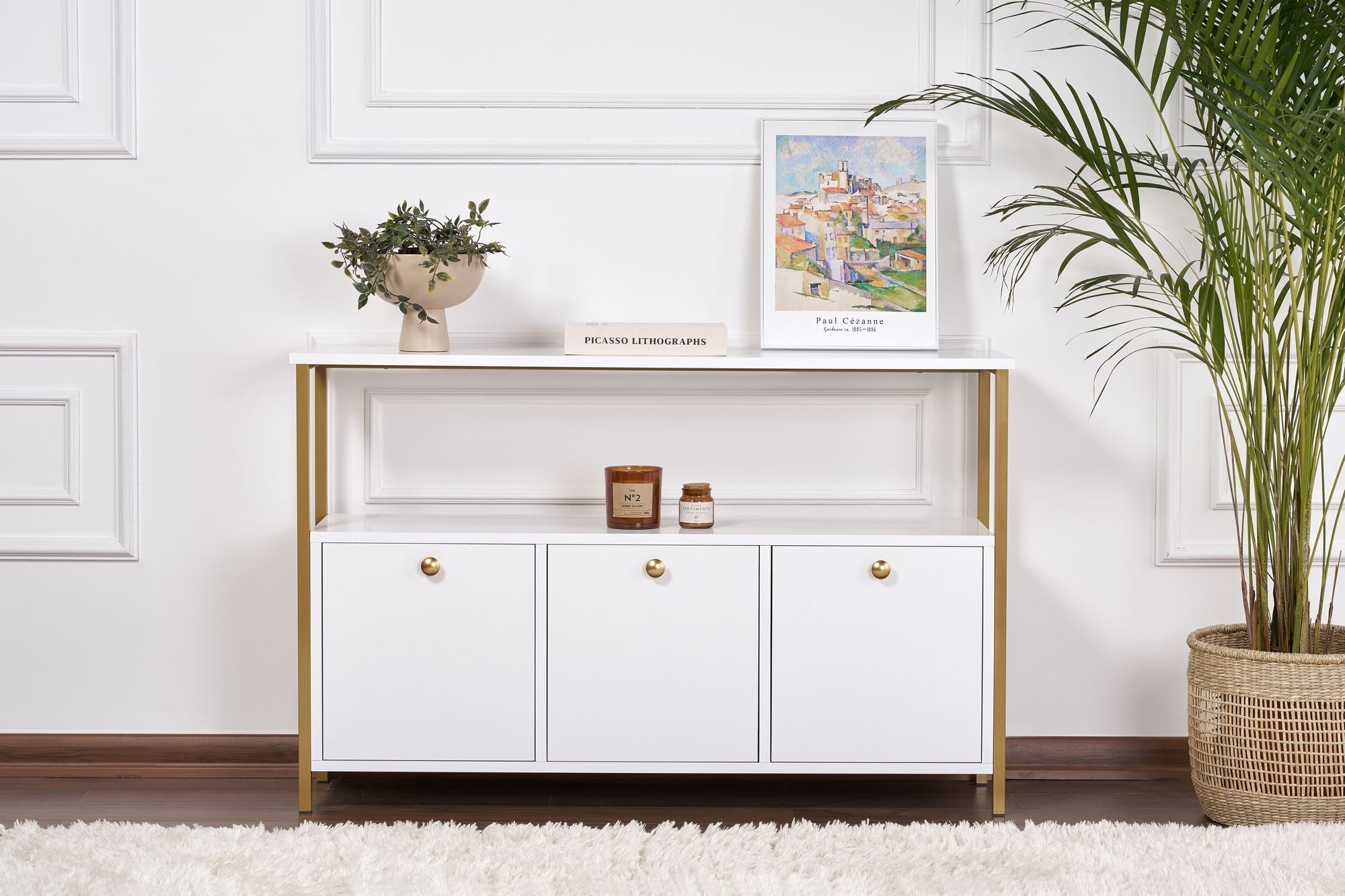 Consolă, Solace - White, Gold, Alb / Auriu
