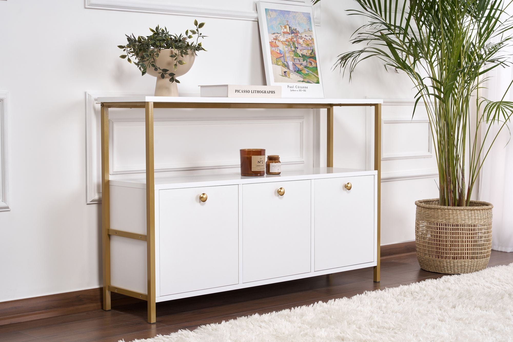 Consolă, Solace - White, Gold, Alb / Auriu