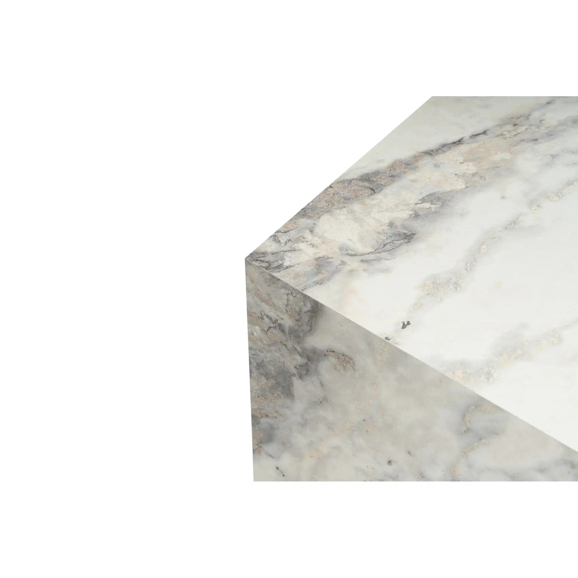 Set 2 masute cafea KUP, alb cu efect de marmura, 40x40x40 cm