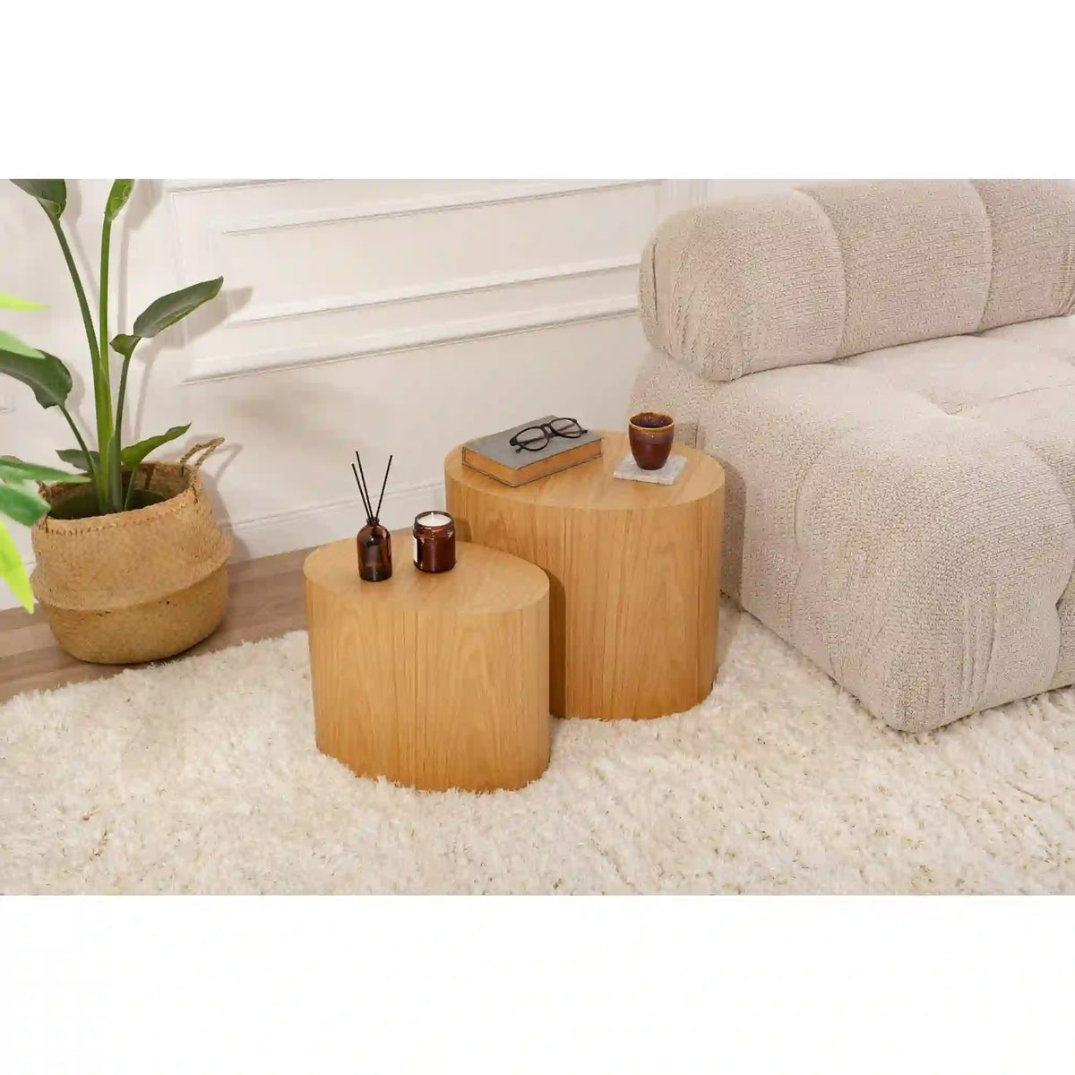 Set 2 masute ELIPSE, stejar, 48x33x41/40x24x33 cm