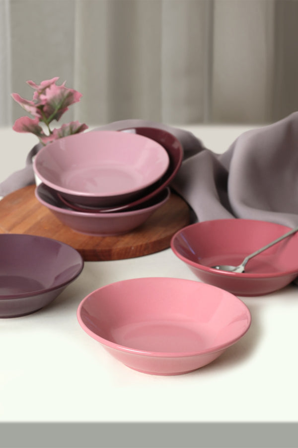 Set 6 boluri 275KRM1891, roz/mov, ceramica, 18 cm