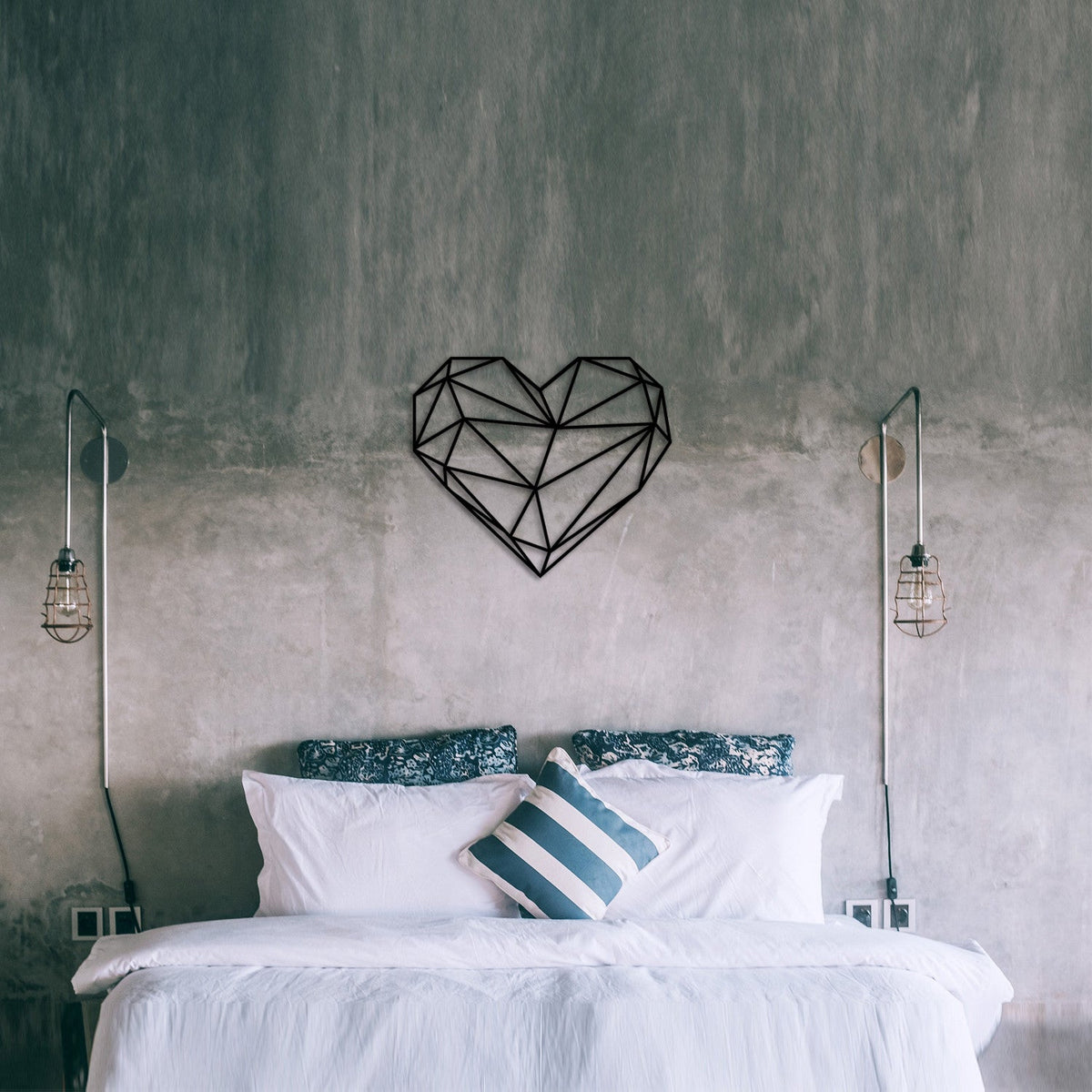 Accesoriu decorativ metalic de perete, Heart Metal Decor, Negru