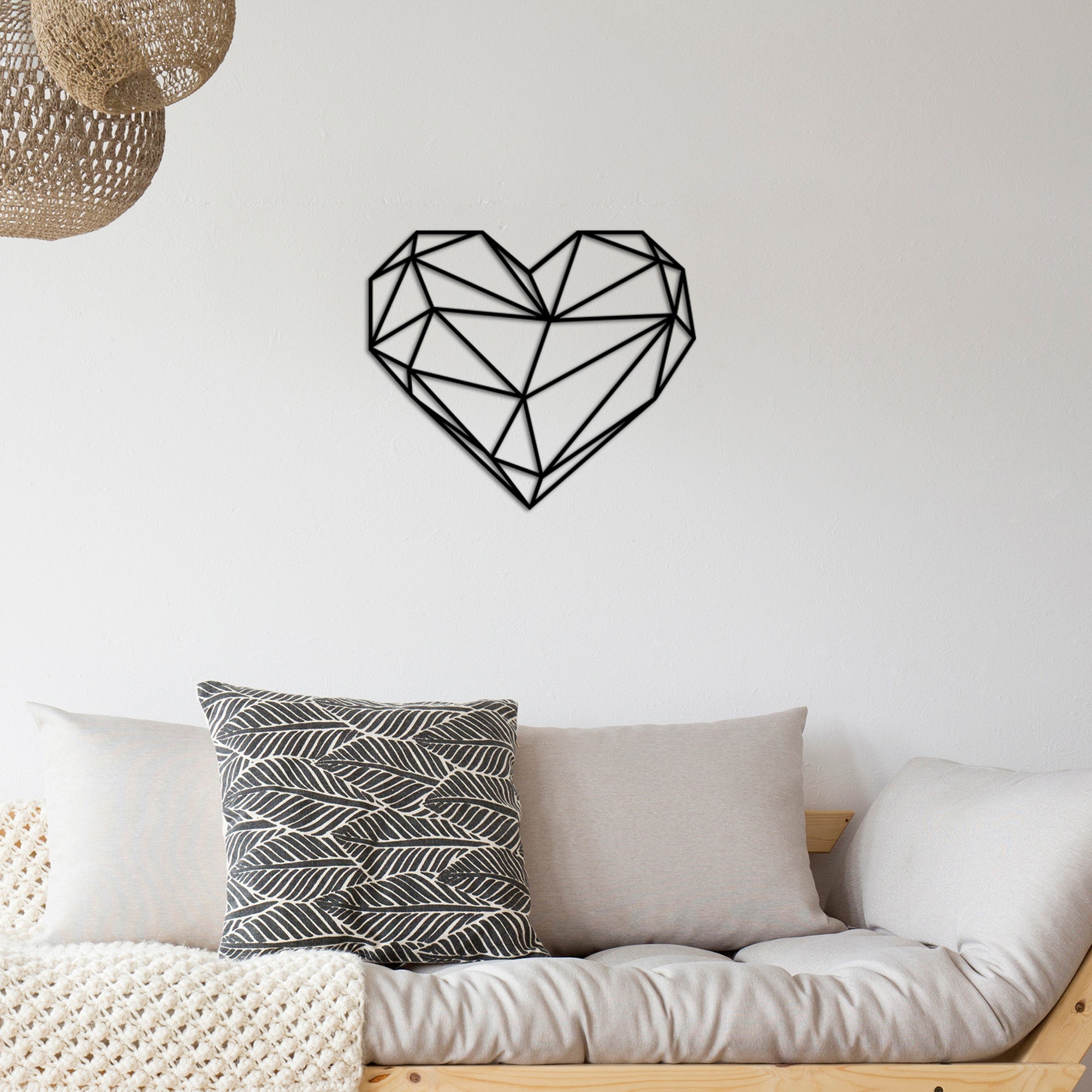 Accesoriu decorativ metalic de perete, Heart Metal Decor, Negru