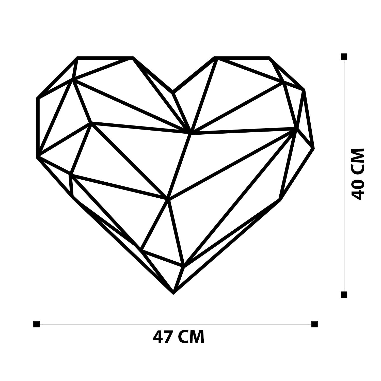 Accesoriu decorativ metalic de perete, Heart Metal Decor, Negru
