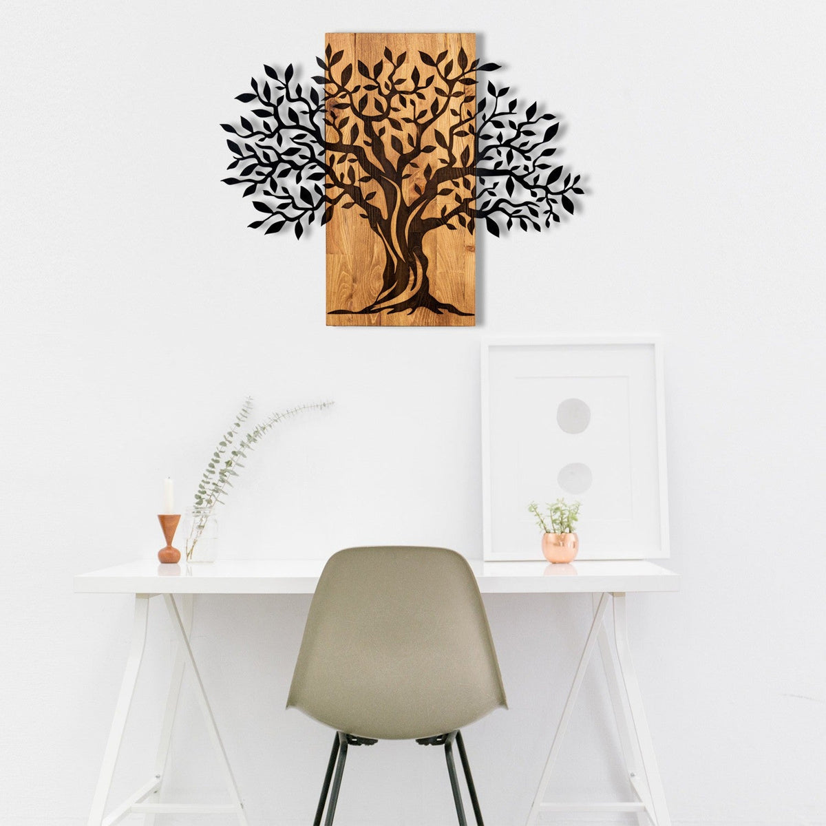 Accesoriu decorativ din lemn de perete, Sogut, Negru / Nuc