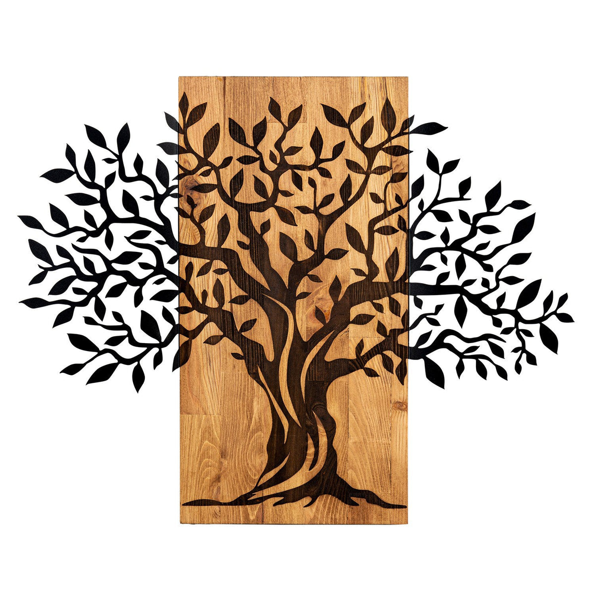 Accesoriu decorativ din lemn de perete, Sogut, Negru / Nuc
