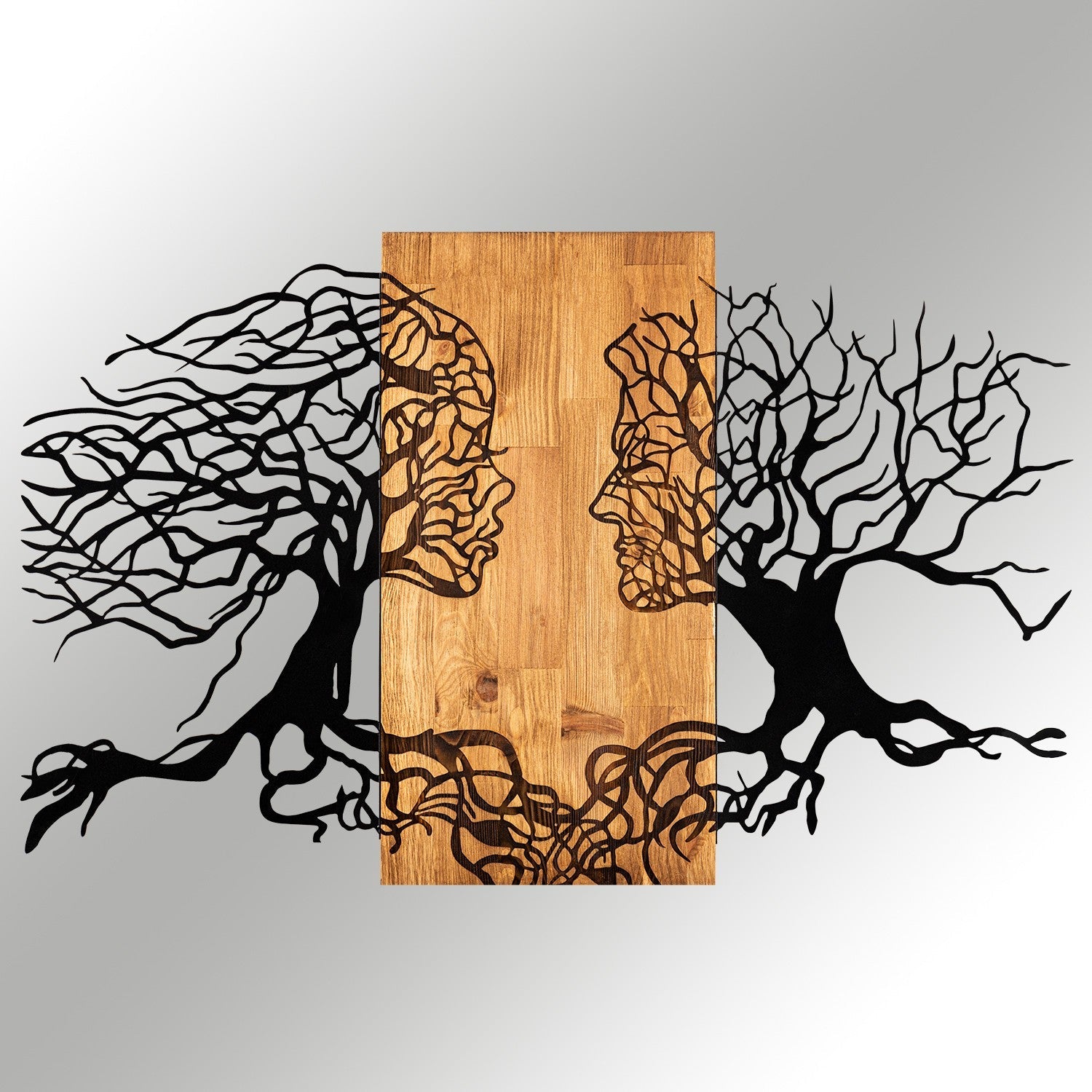 Accesoriu decorativ din lemn de perete, Tutku, Negru / Nuc