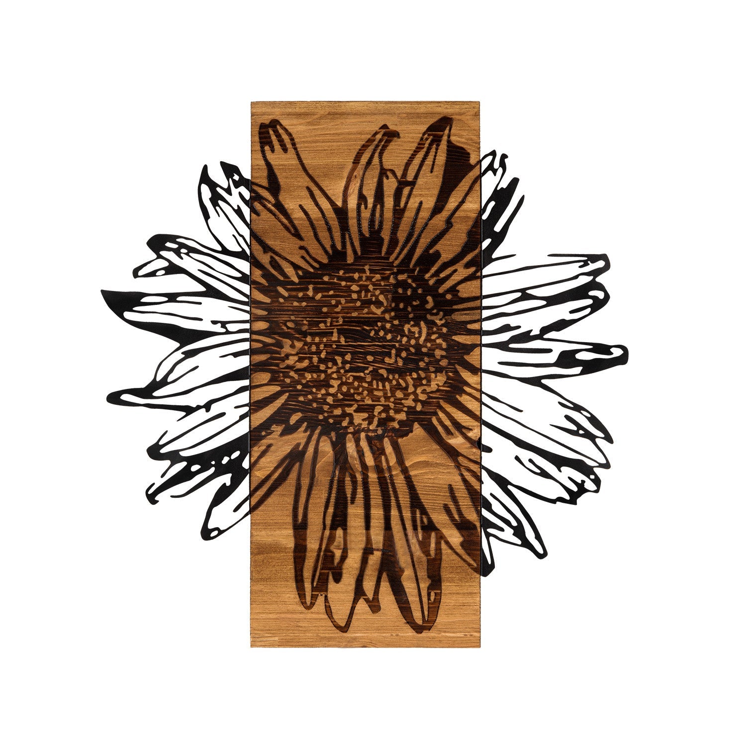 Accesoriu decorativ din lemn de perete, Daisy, Negru / Nuc
