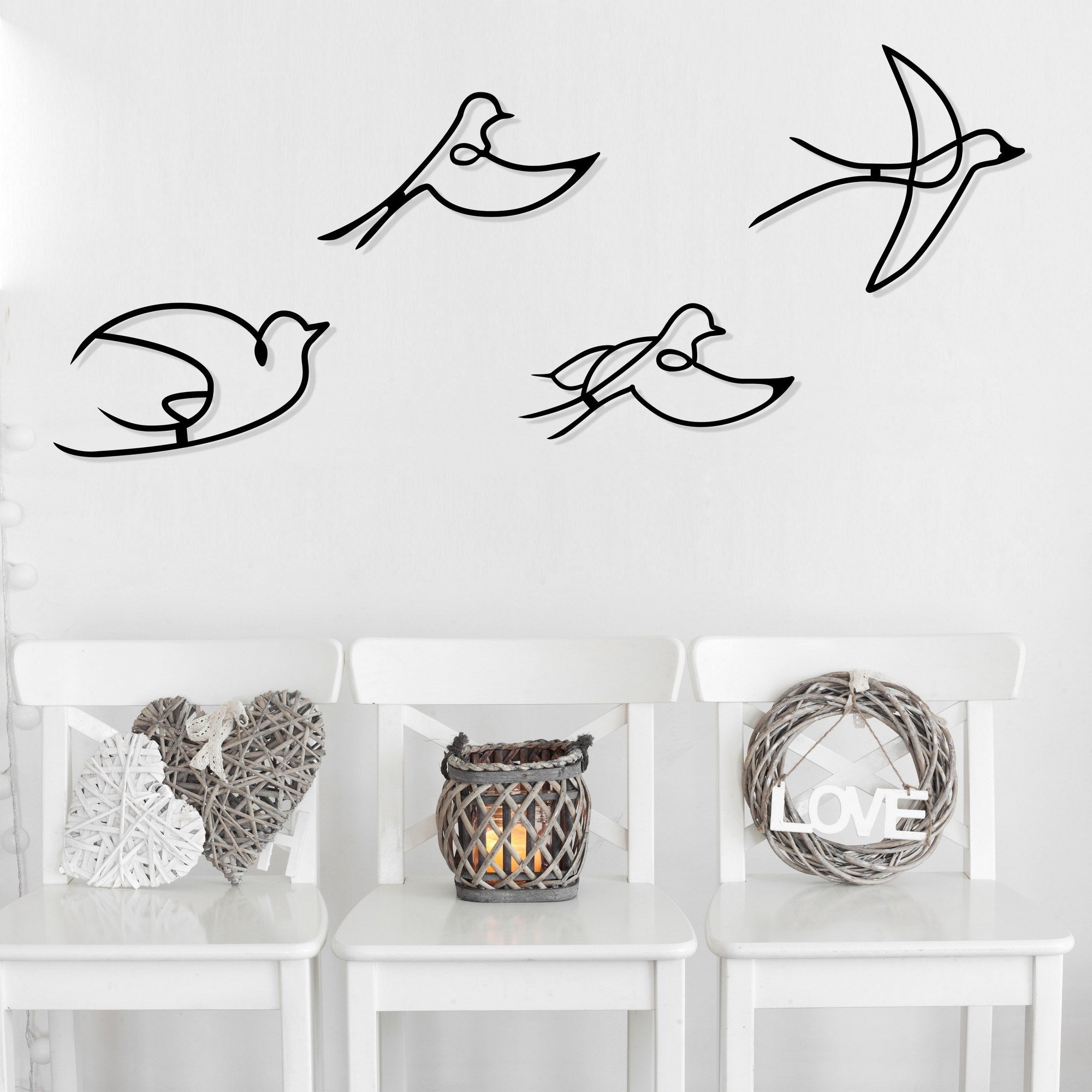 Accesoriu decorativ metalic de perete, Hope, Negru