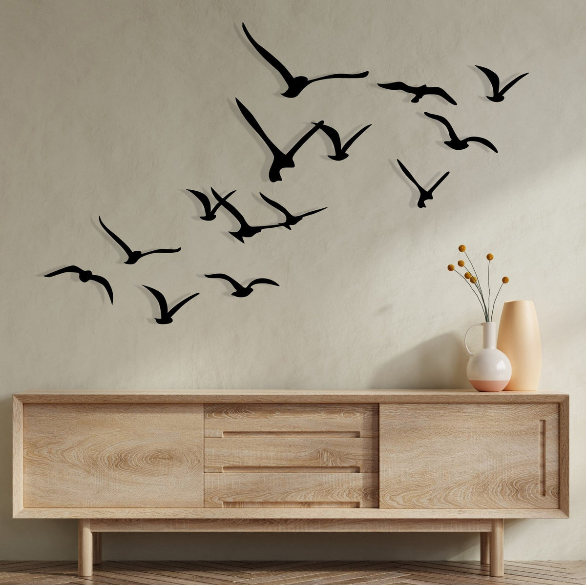 Accesoriu decorativ metalic de perete, Migration, Negru