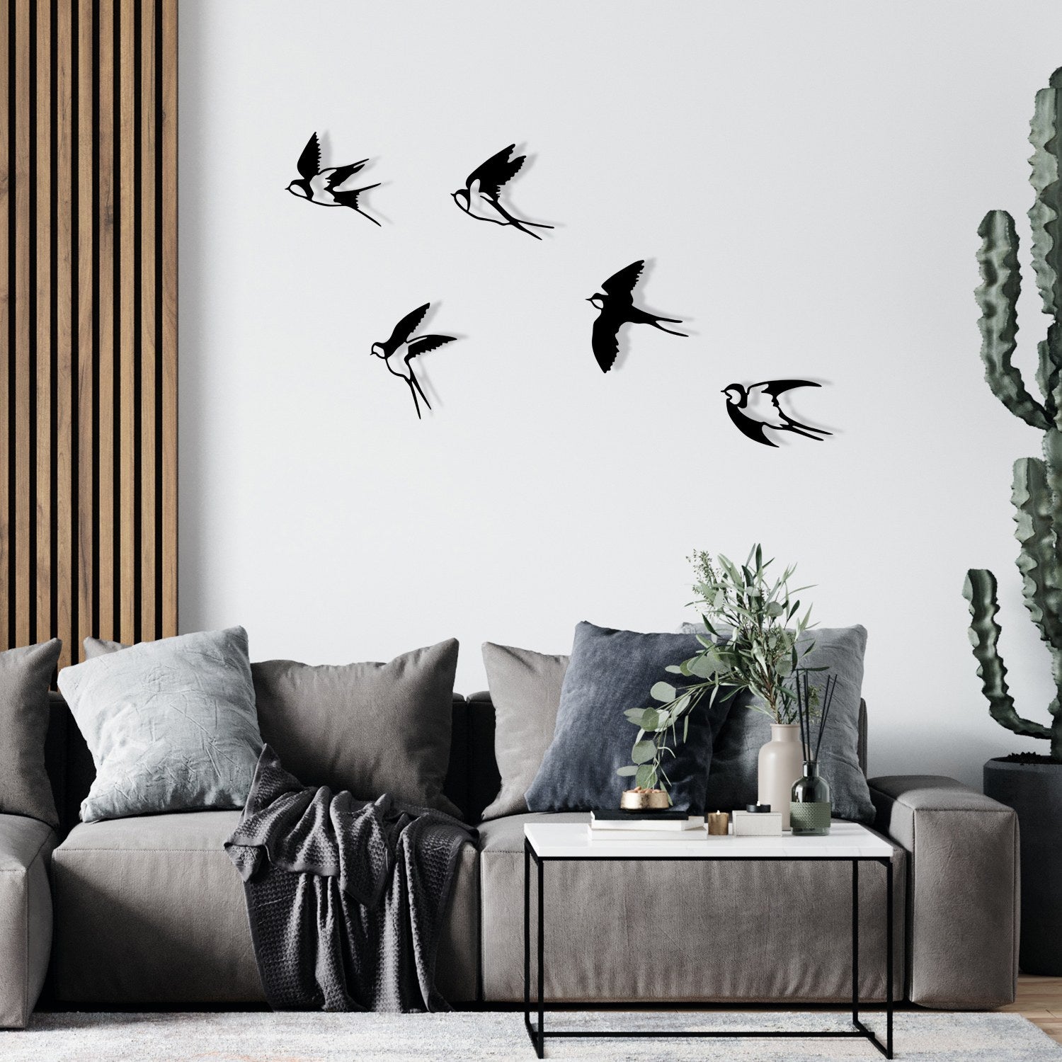 Accesoriu decorativ metalic de perete, Ebabil, Negru