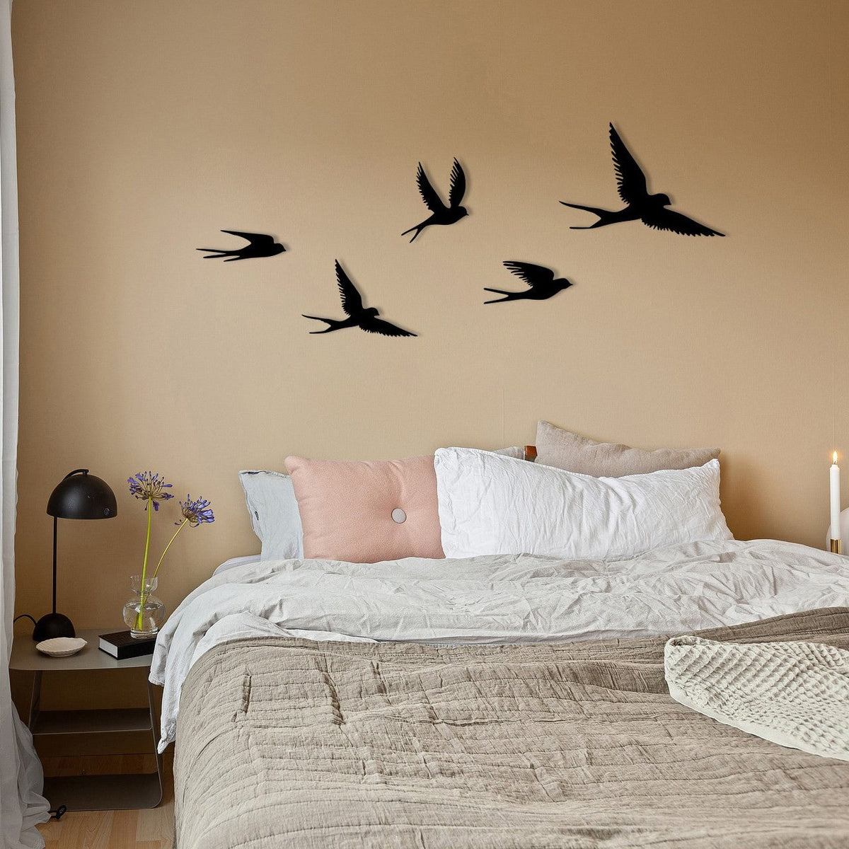 Accesoriu decorativ metalic de perete, Crow, Negru