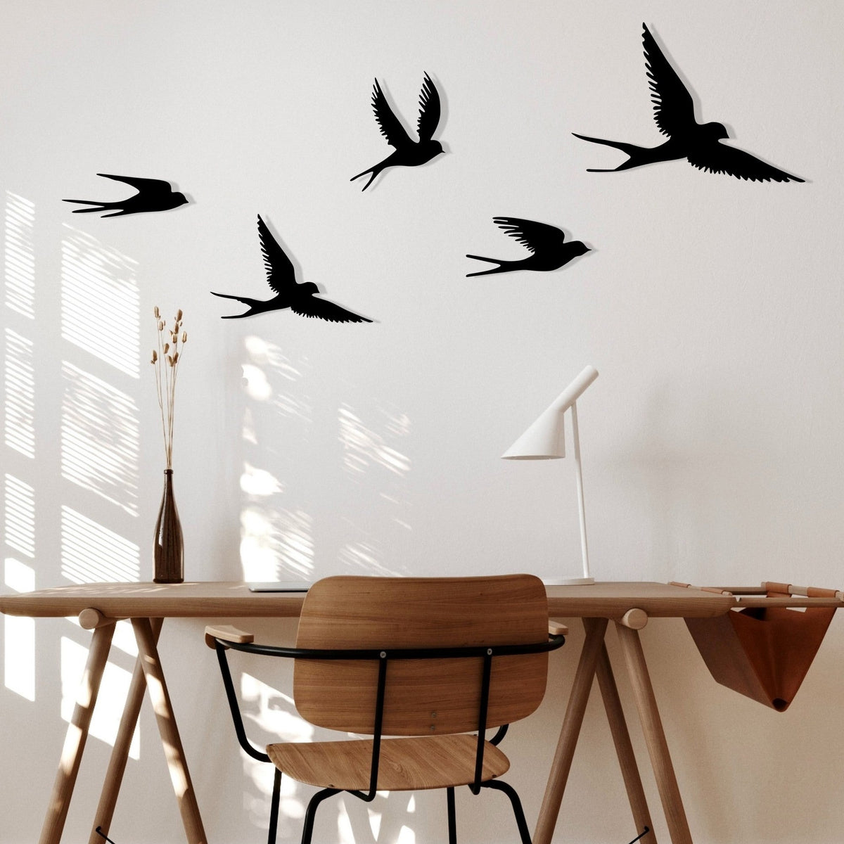 Accesoriu decorativ metalic de perete, Crow, Negru