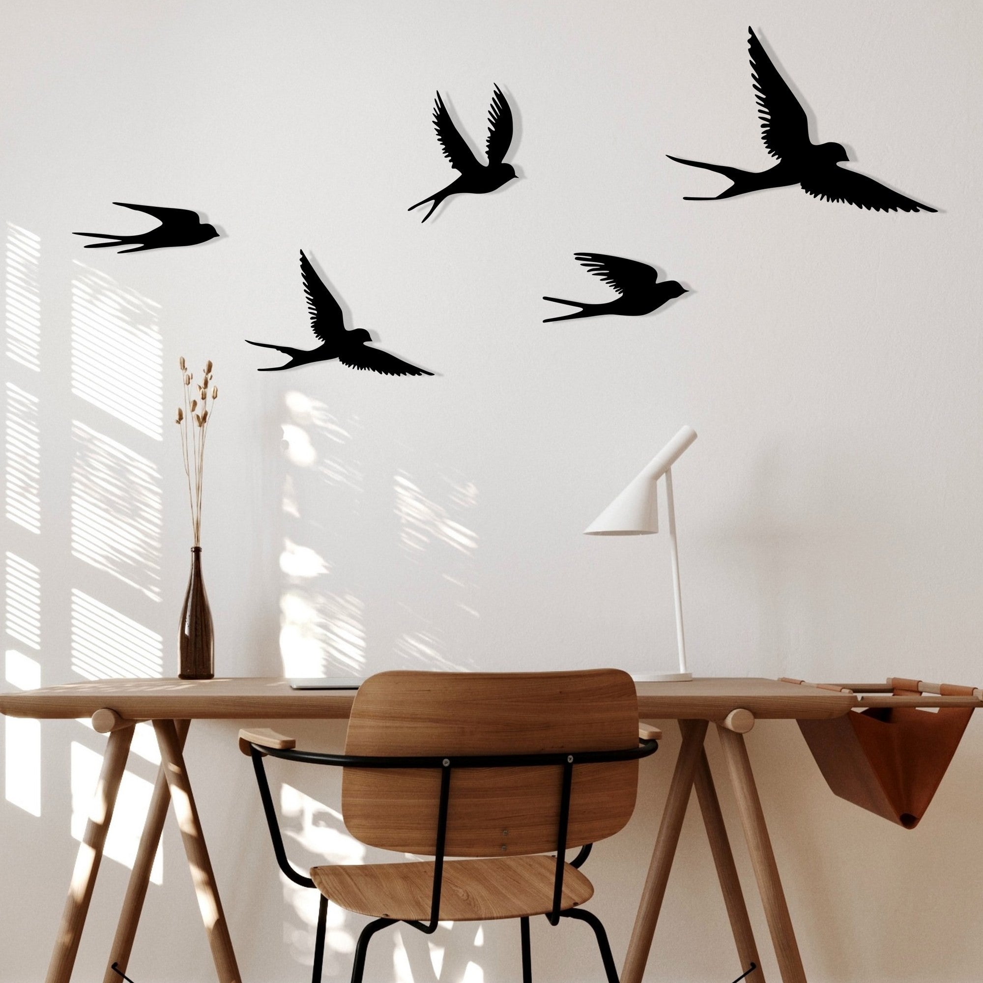 Accesoriu decorativ metalic de perete, Crow, Negru