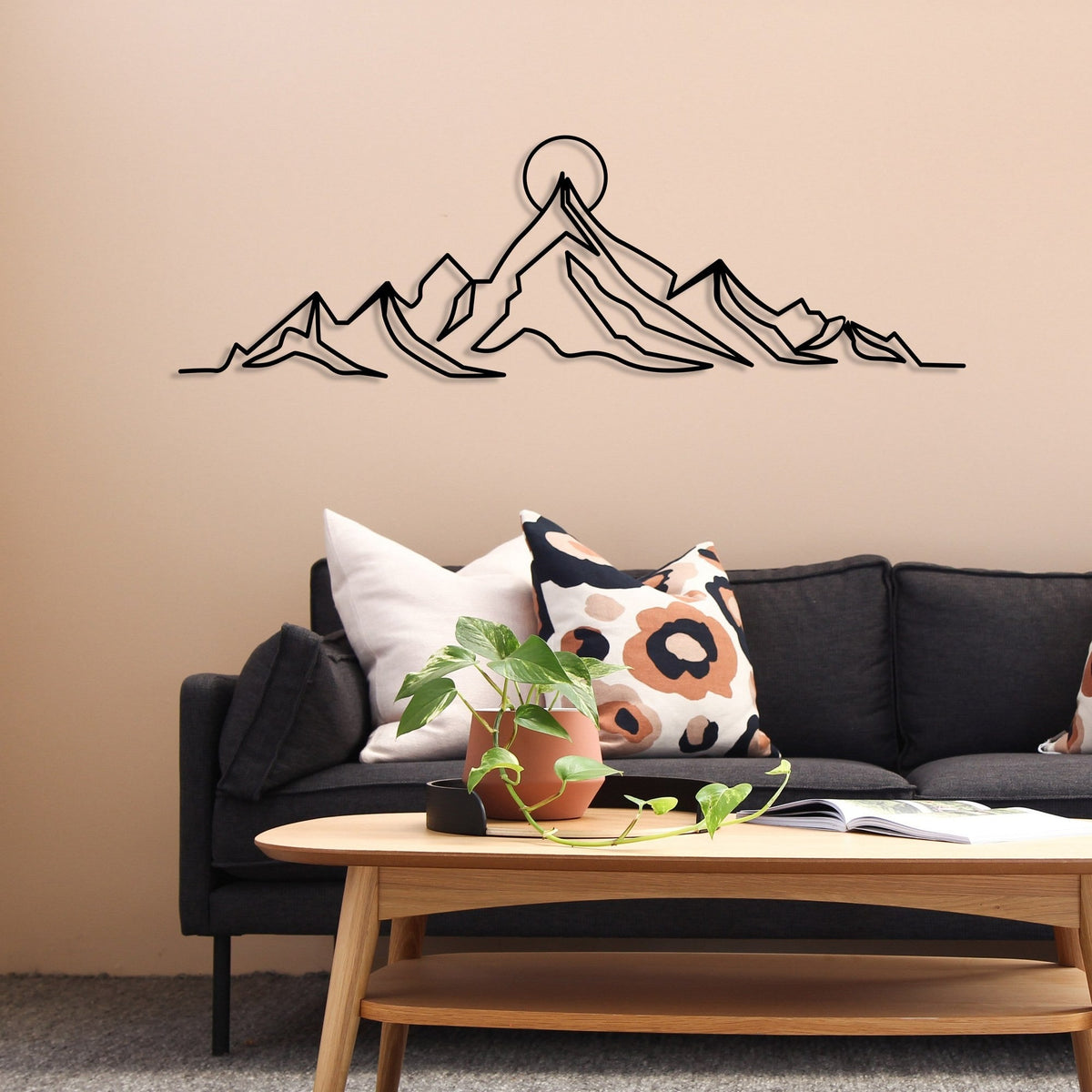 Accesoriu decorativ metalic de perete, Everest, Negru