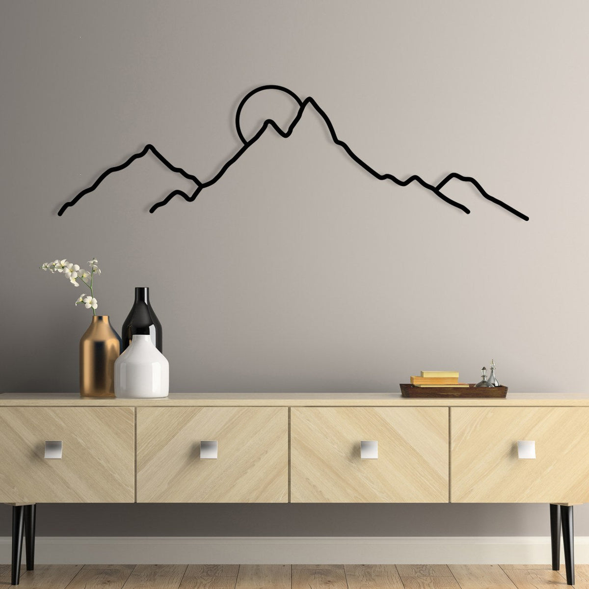 Accesoriu decorativ metalic de perete, Ayers, Negru