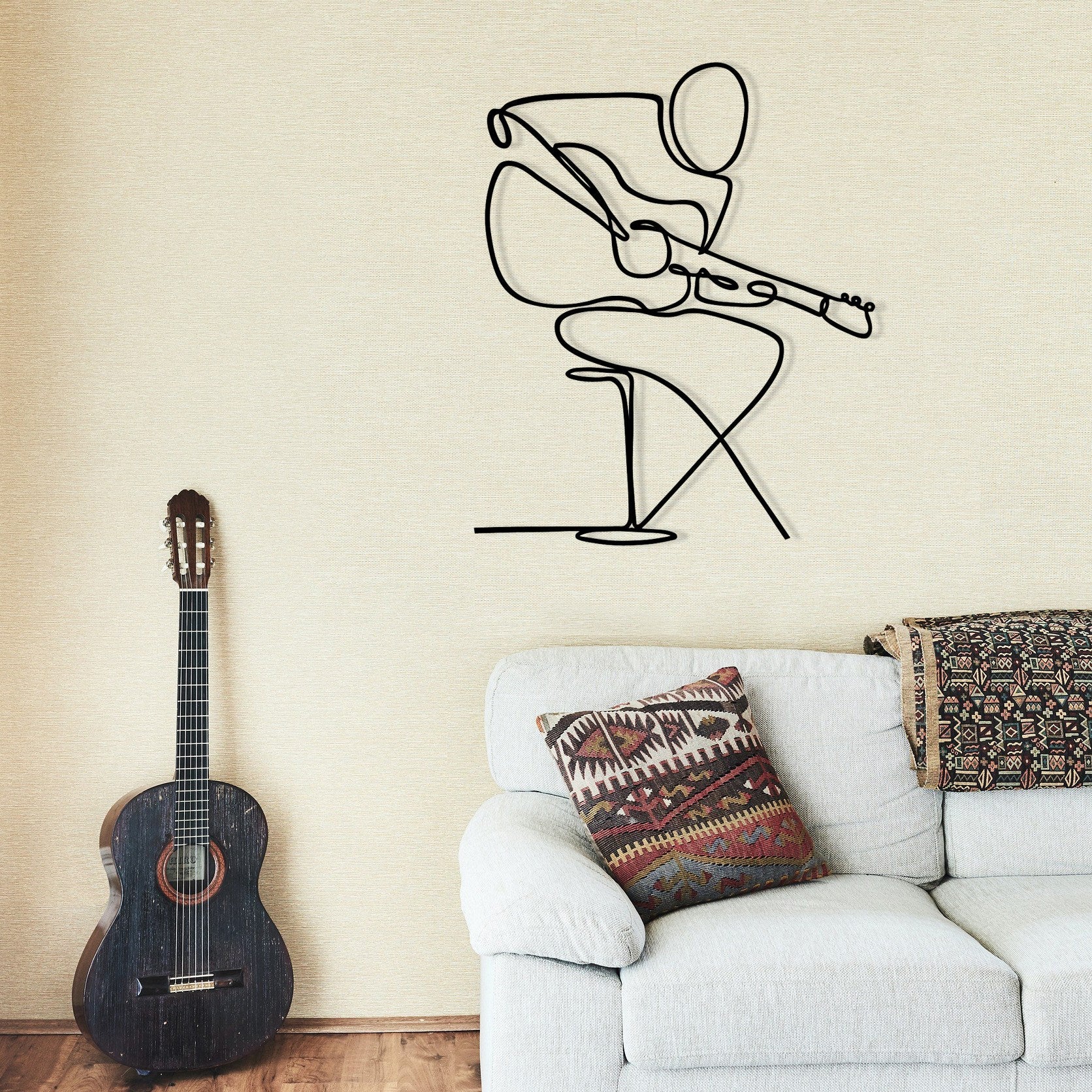 Accesoriu decorativ metalic de perete, Sentimiento 332, Negru