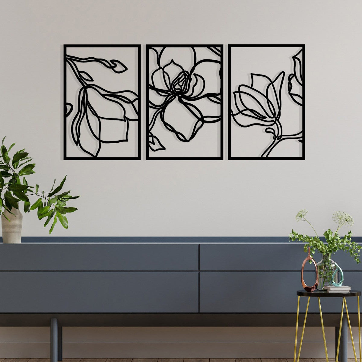 Accesoriu decorativ metalic de perete, Adda, Negru