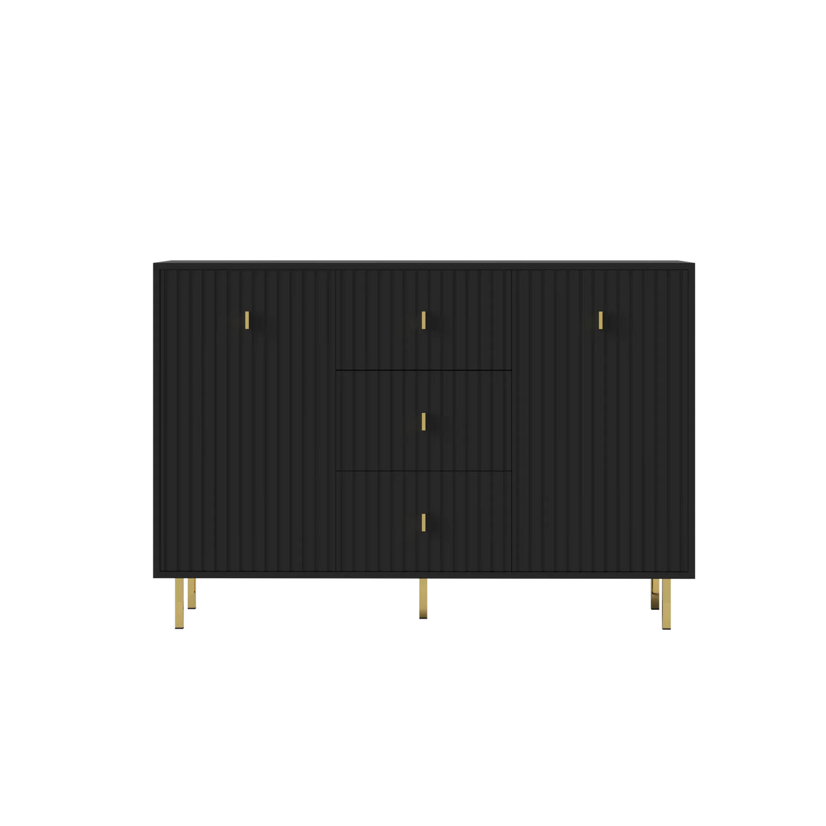 Comoda living PIANO, negru, PAL, 131x40x86 cm