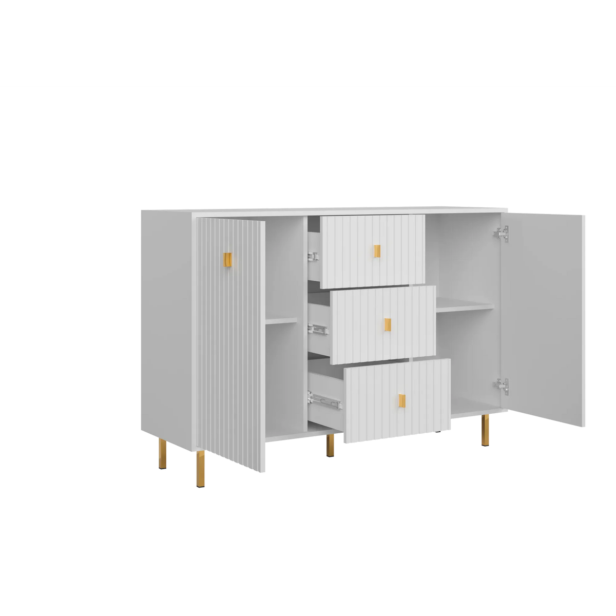Comoda living PIANO, alb, PAL, 131x40x86 cm