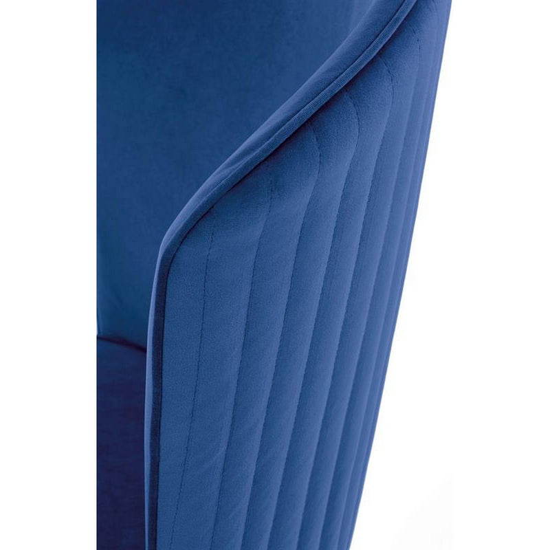 Scaun tapitat K446, albastru, stofa catifelata, 51x55x86 cm