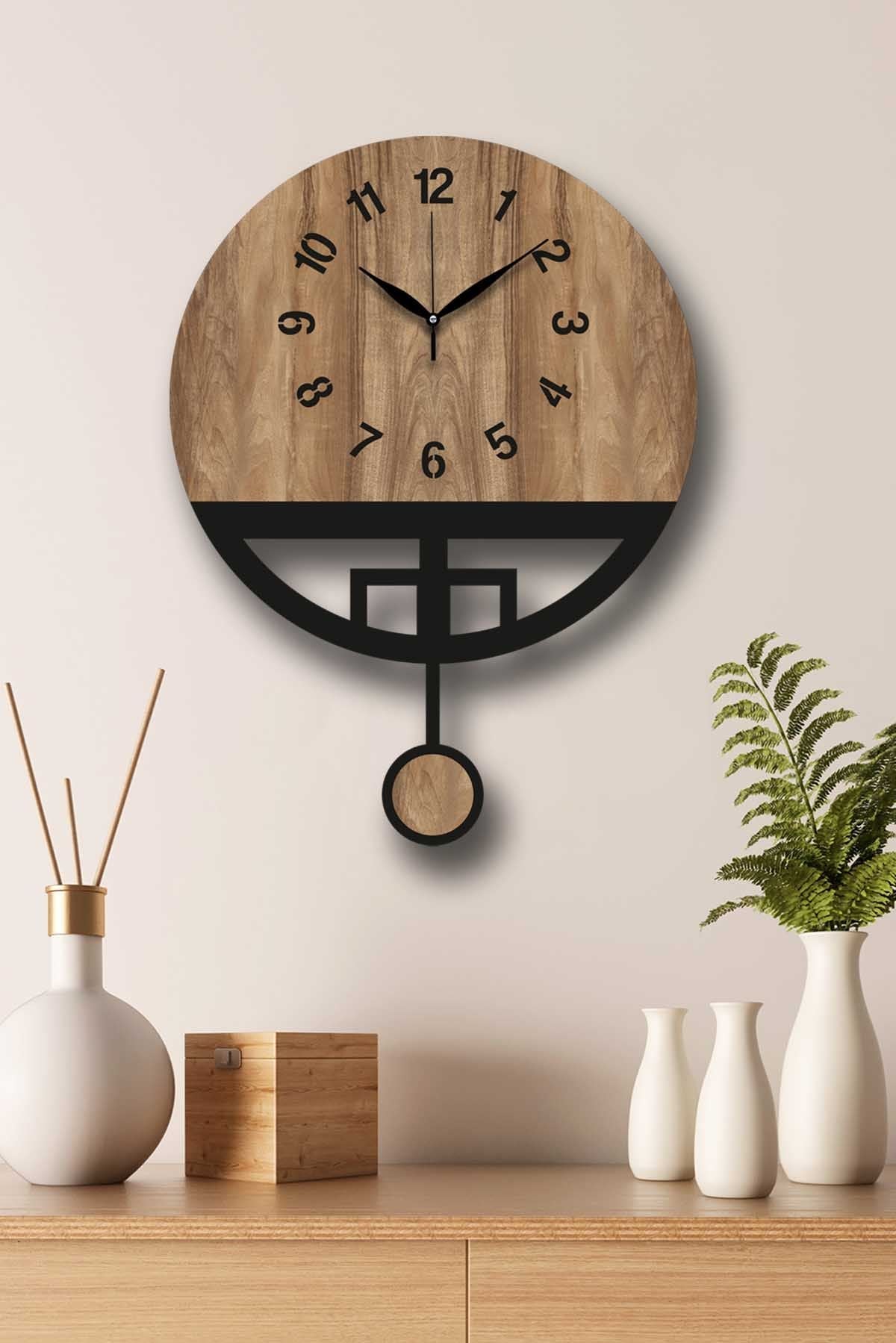 Ceas decorativ de perete, Vlnt108Mo, Nuc / Negru