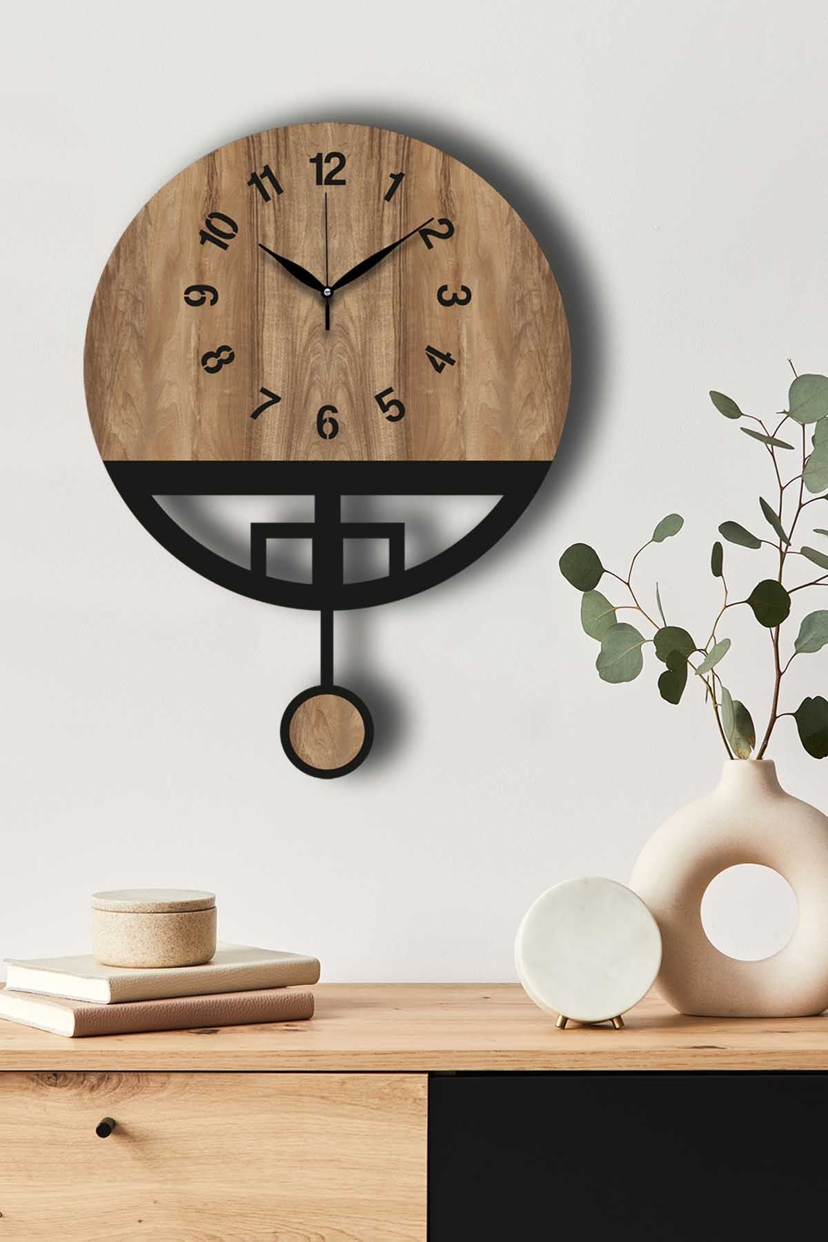 Ceas decorativ de perete, Vlnt108Mo, Nuc / Negru