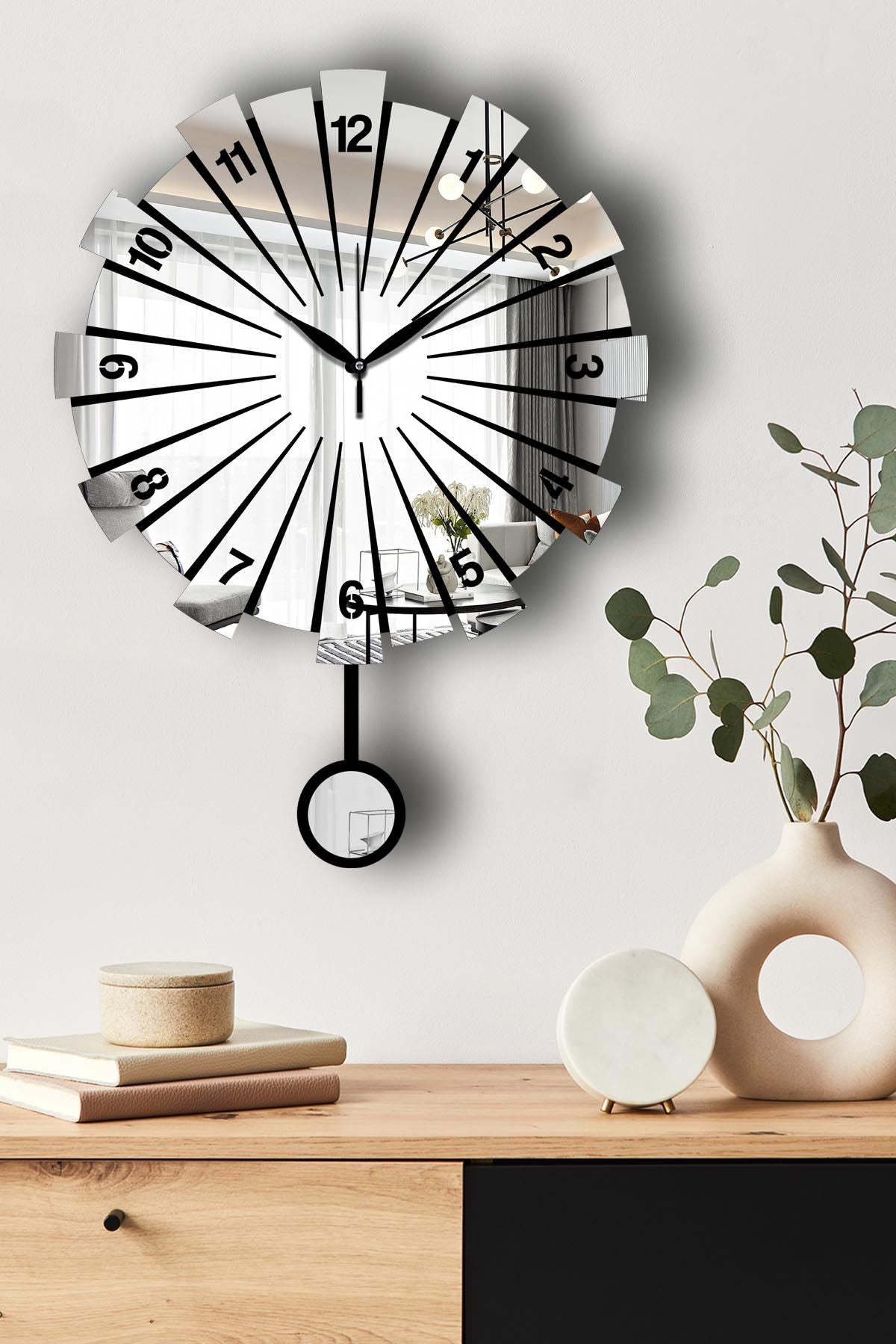 Ceas decorativ de perete, Vlnt111Gu, Argintiu