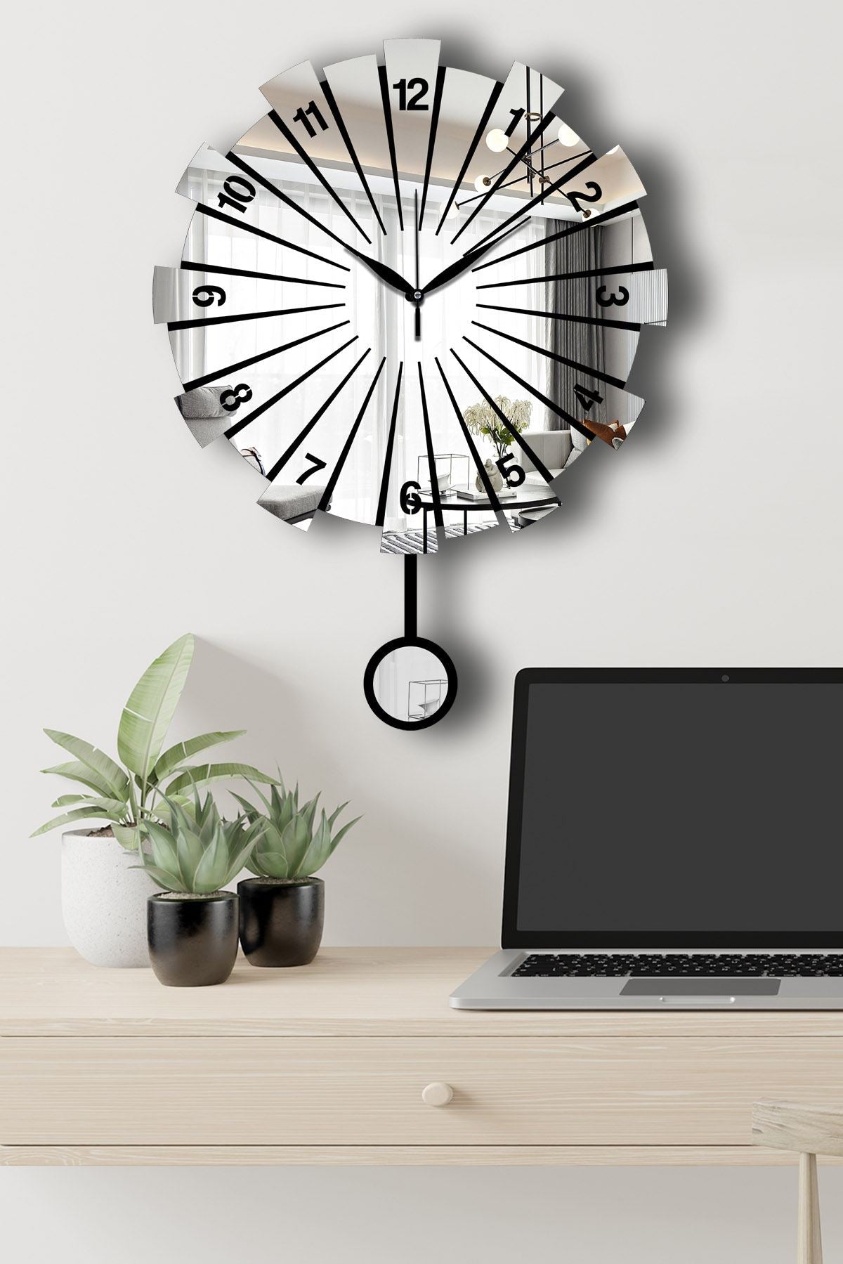 Ceas decorativ de perete, Vlnt111Gu, Argintiu