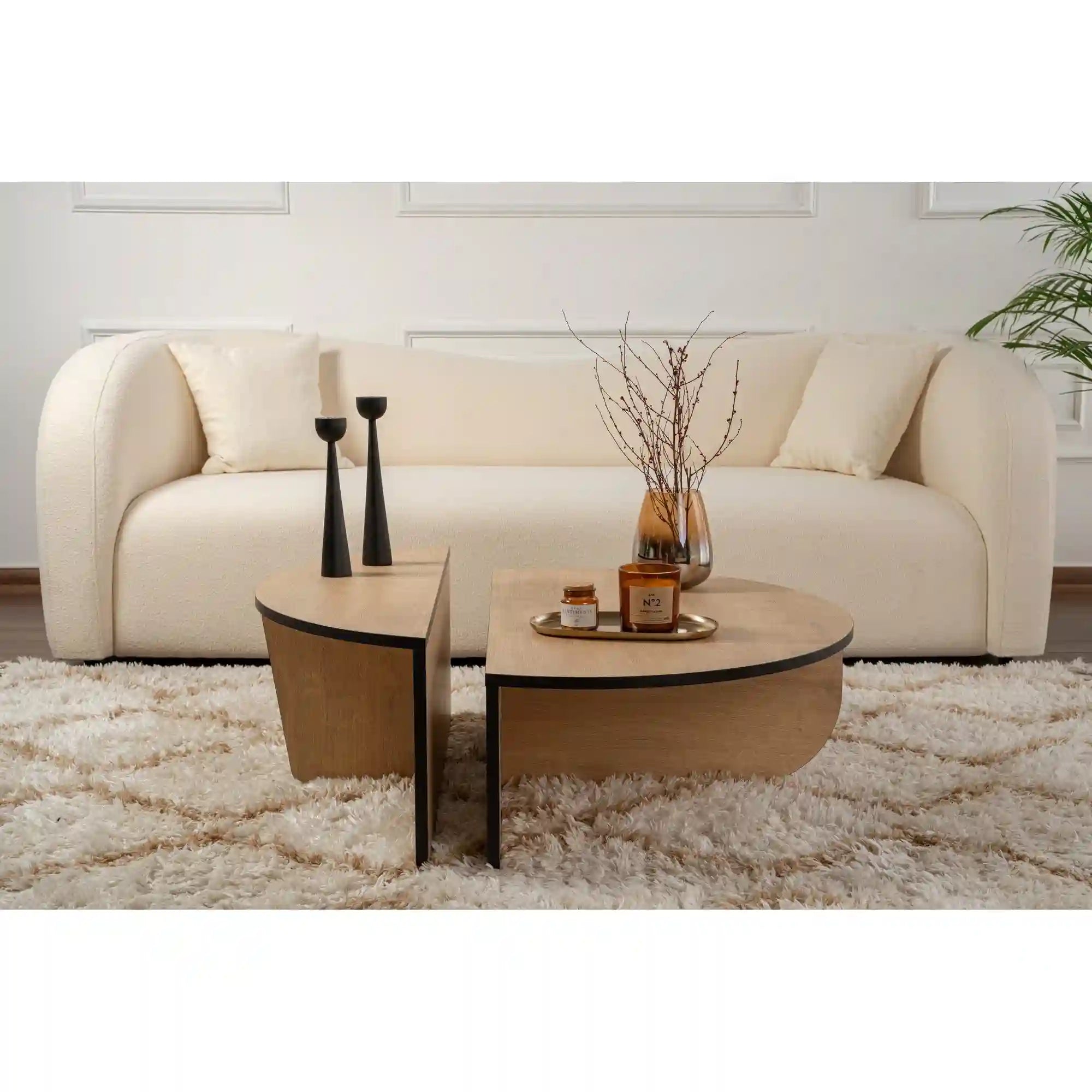 Set 2 masute ORION, stejar miere/negru, PAL melaminat