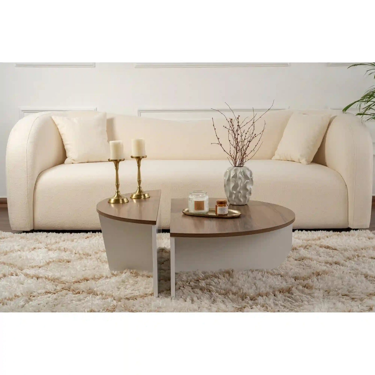 Set 2 masute ORION, alb/nuc, PAL melaminat