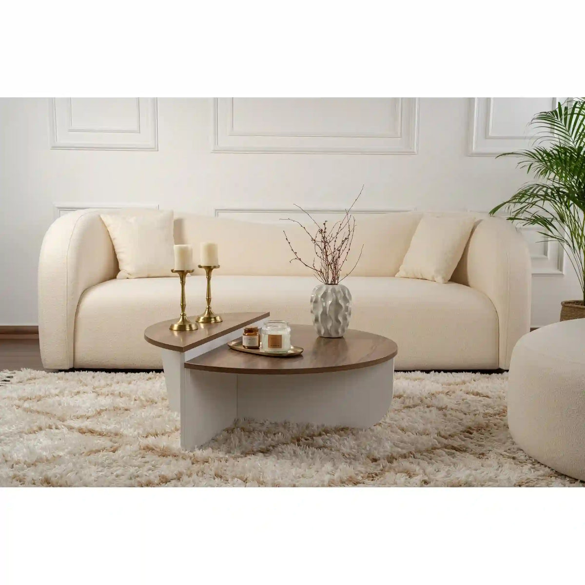 Set 2 masute ORION, alb/nuc, PAL melaminat