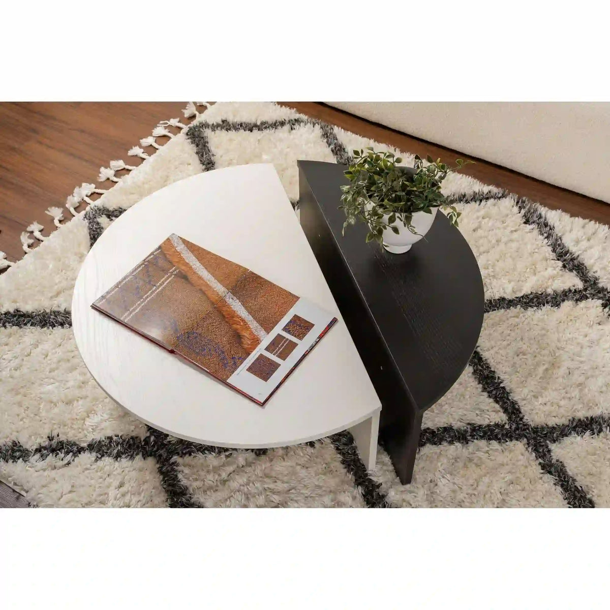 Set 2 masute ORION, alb/negru, PAL melaminat