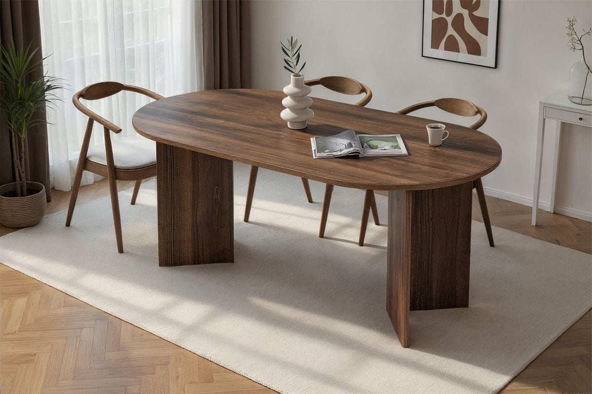 Masă dining, Sablin - Venezia Walnut, Nuc Veneția