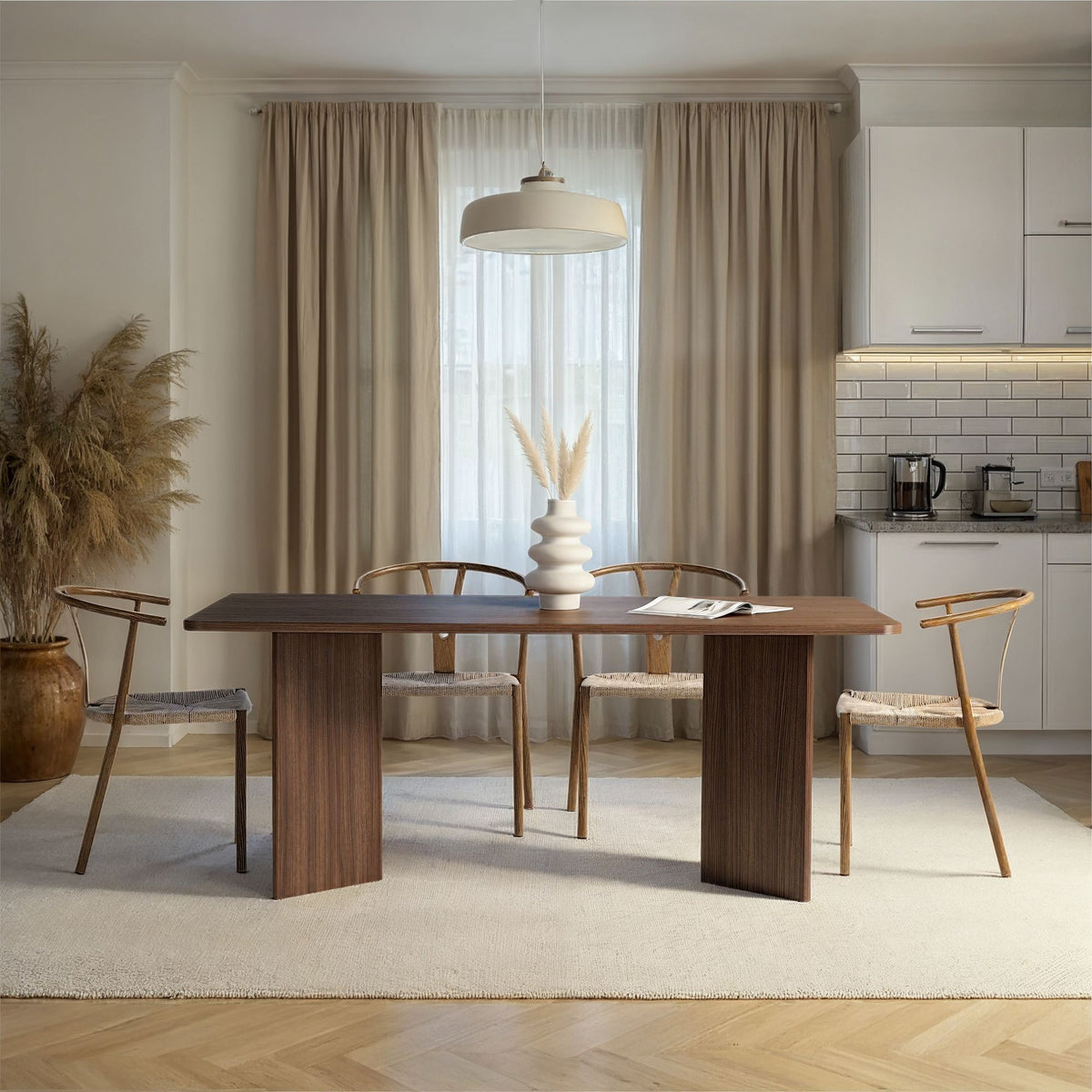 Masă dining, Linza - Milano Walnut, Nuc Milano