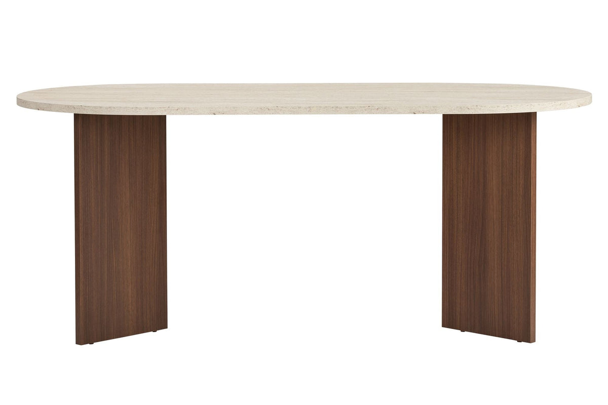 Masă dining, Sablin - Travertine, Milano Walnut, Travertin / Nuc Milano