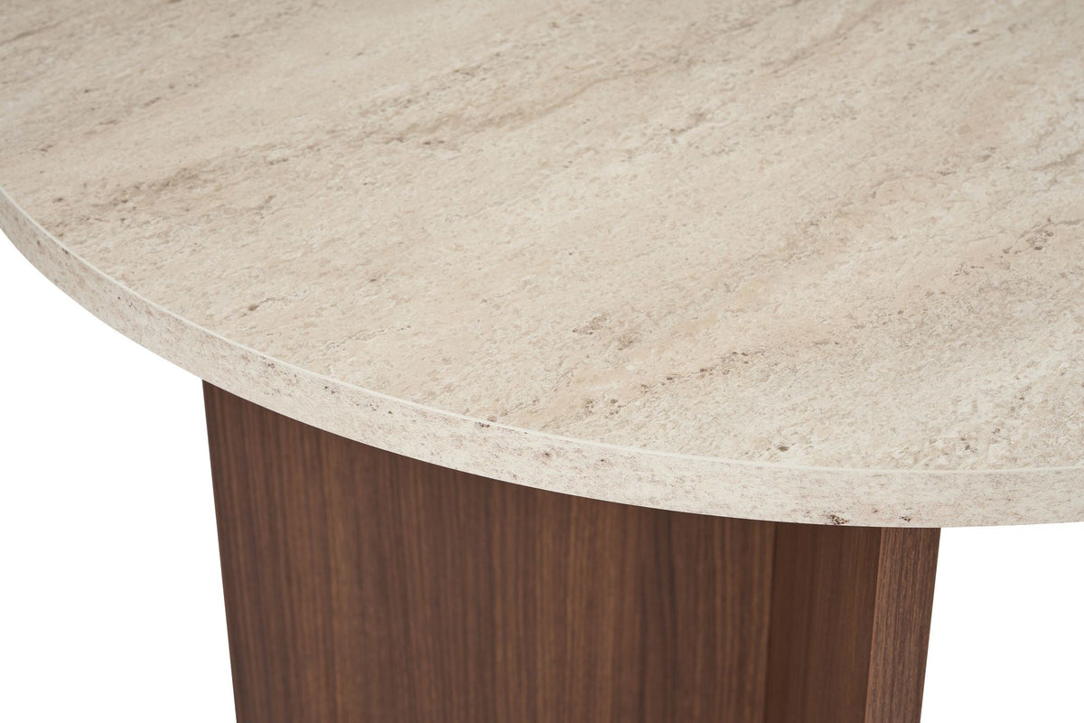 Masă dining, Sablin - Travertine, Milano Walnut, Travertin / Nuc Milano