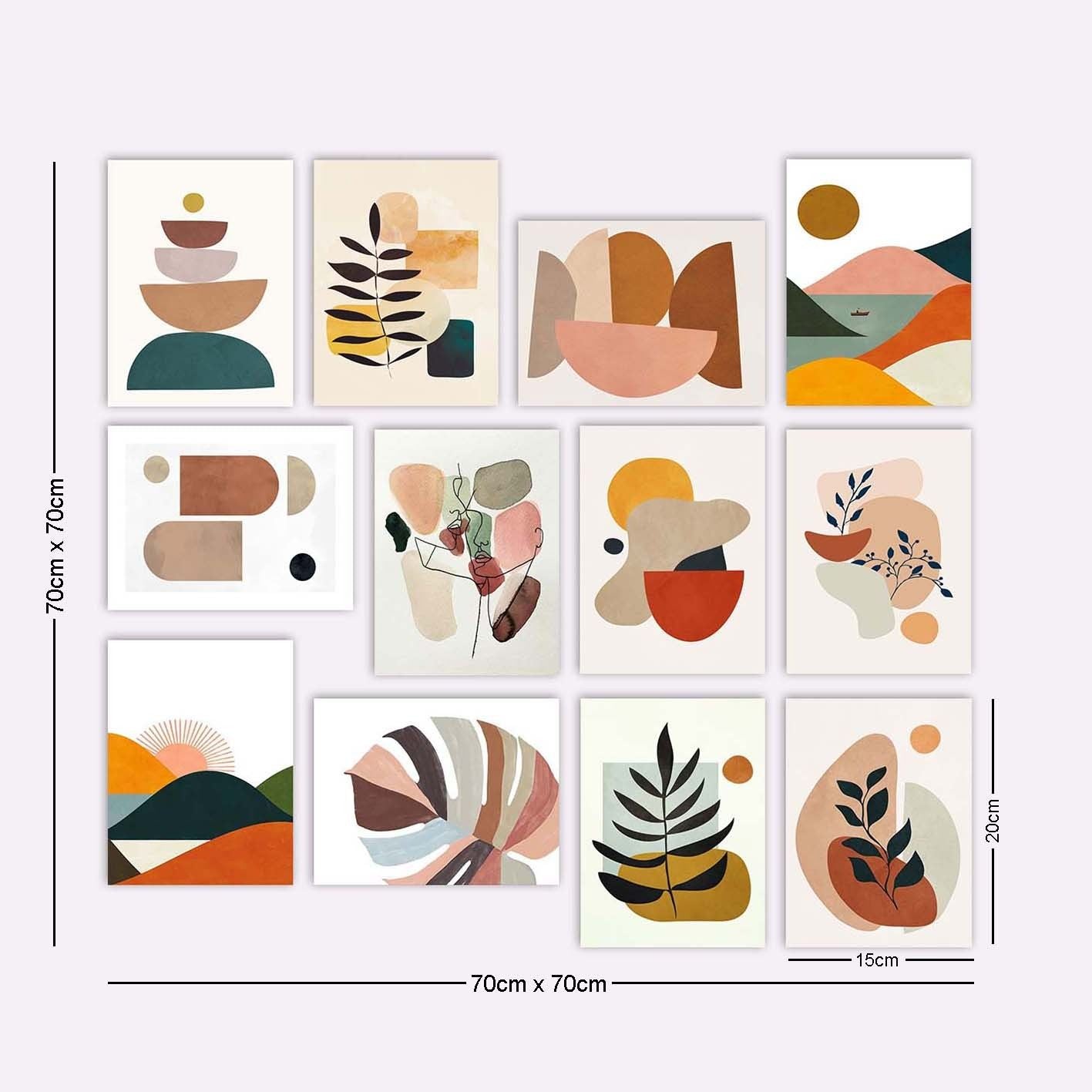 Tablou decorativ MDF (12 piese), 12MDF02, Multicolor
