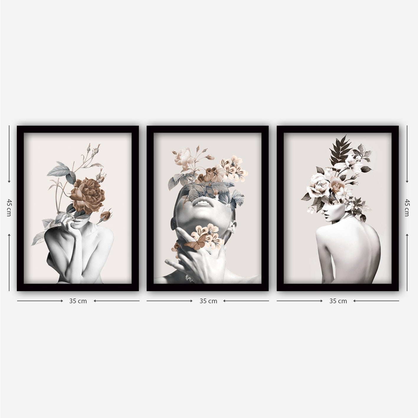 Tablou decorativ cu ramă (3 piese), 3SC06, Multicolor