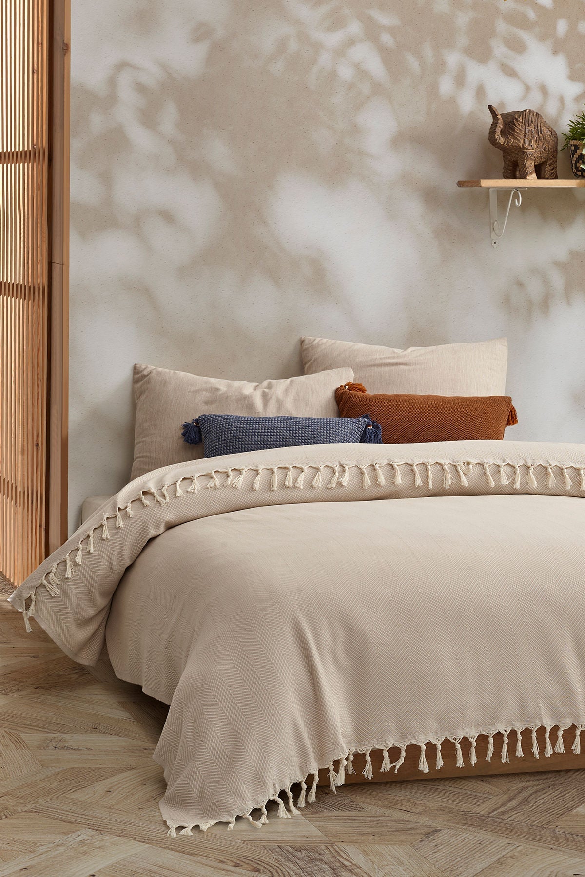 Cuvertură pichet pat dublu, Ermes - Beige, Bej