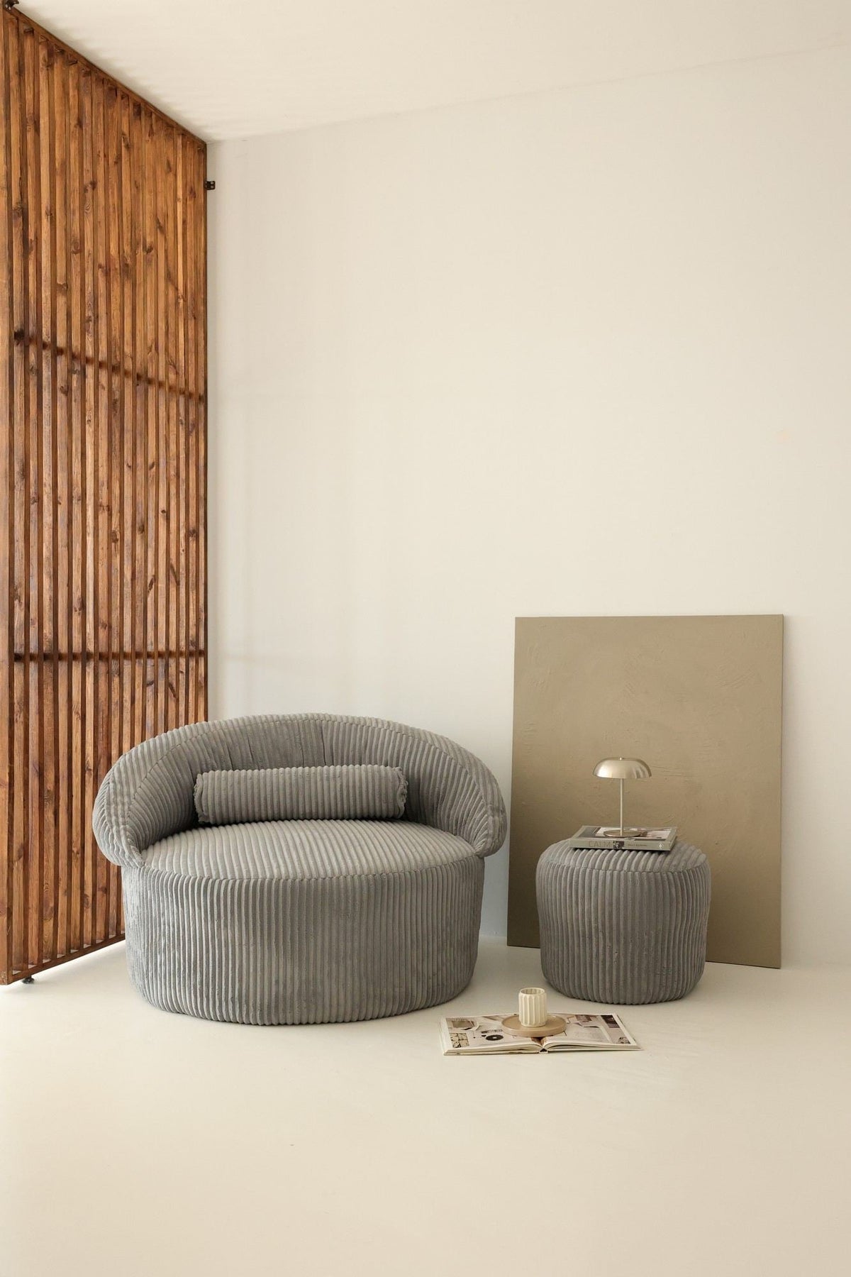Set Canapea 1 loc și Puf, Pufi - Anthracite, Antracit