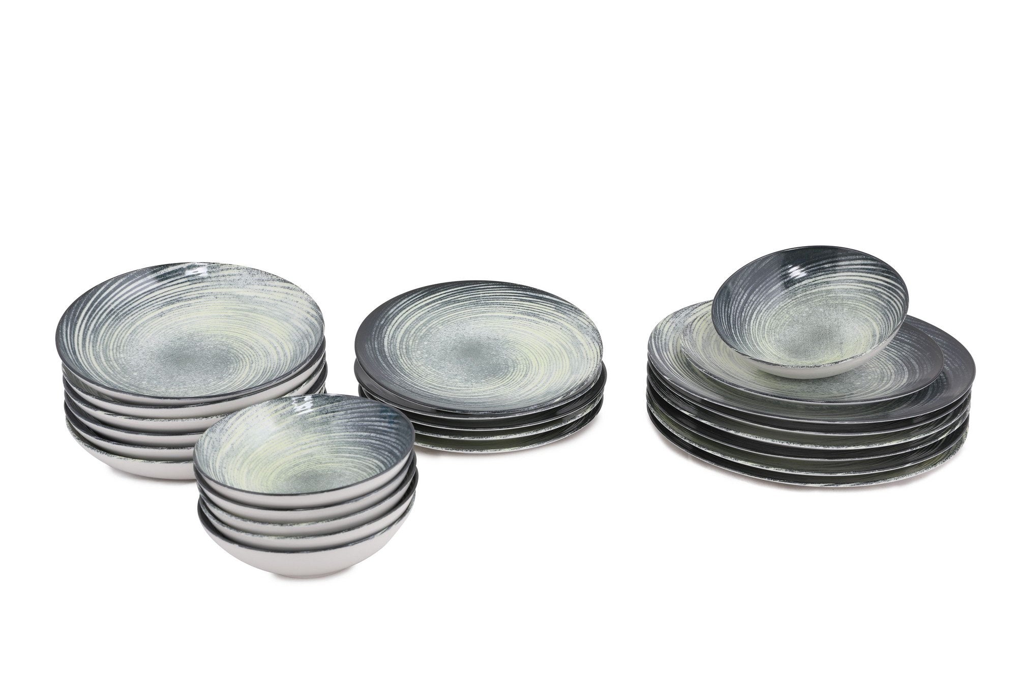 Set veselă (24 piese), GBSATN24KY4101630, Crem / Verde / Negru