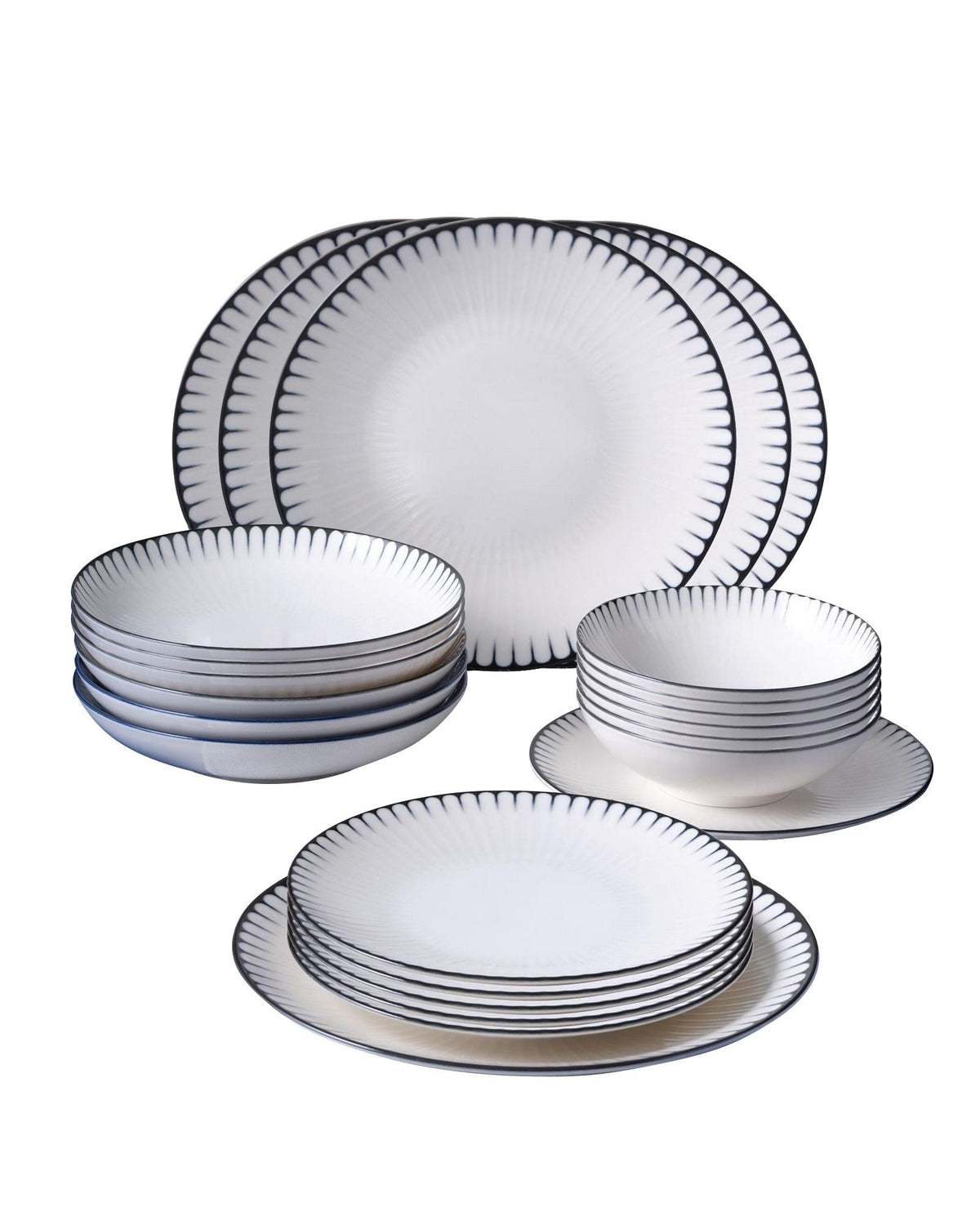 Set veselă (24 piese), GBSATN24KY4R33063, Alb / Negru