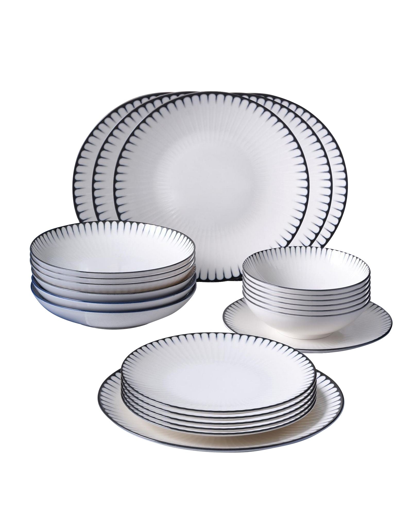 Set veselă (24 piese), GBSATN24KY4R33063, Alb / Negru