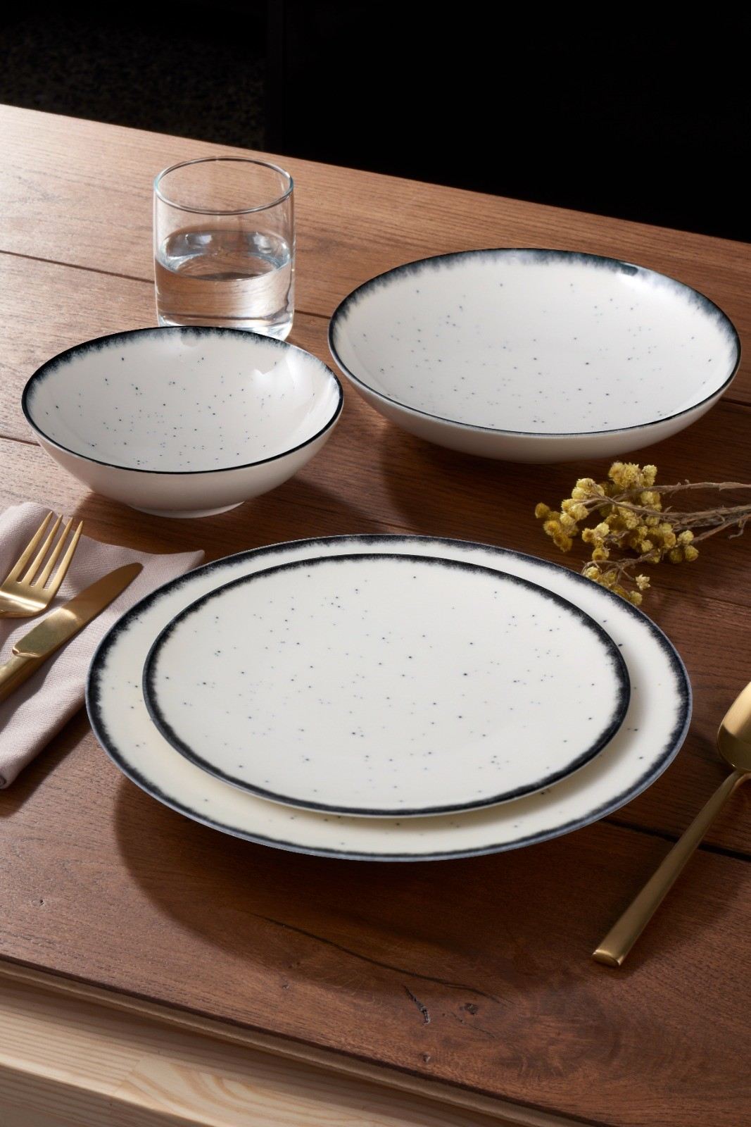 Set veselă (24 piese), GBSATN24KY458SYH, Negru / Alb